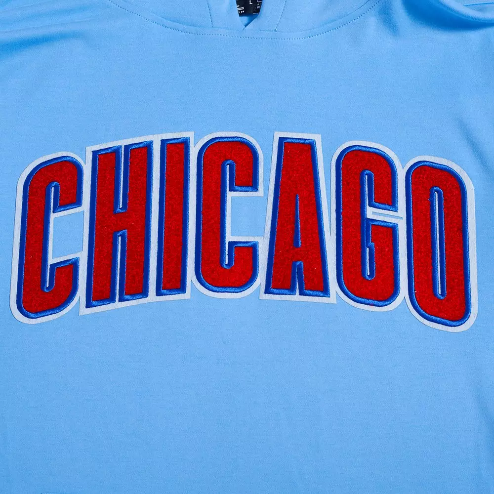Pro Standard Men's MLB Chicago Cubs Classic Chenille Short Sleeve Pullover Hoodie - BLUE