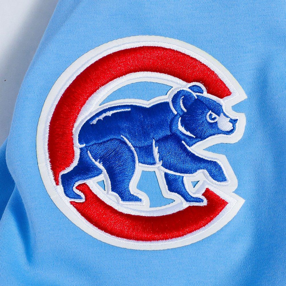 Pro Standard Men's MLB Chicago Cubs Classic Chenille Short Sleeve Pullover Hoodie - BLUE Thumbnail View 7