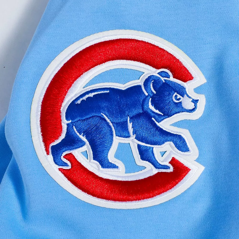 Pro Standard Men's MLB Chicago Cubs Classic Chenille Short Sleeve Pullover Hoodie - BLUE