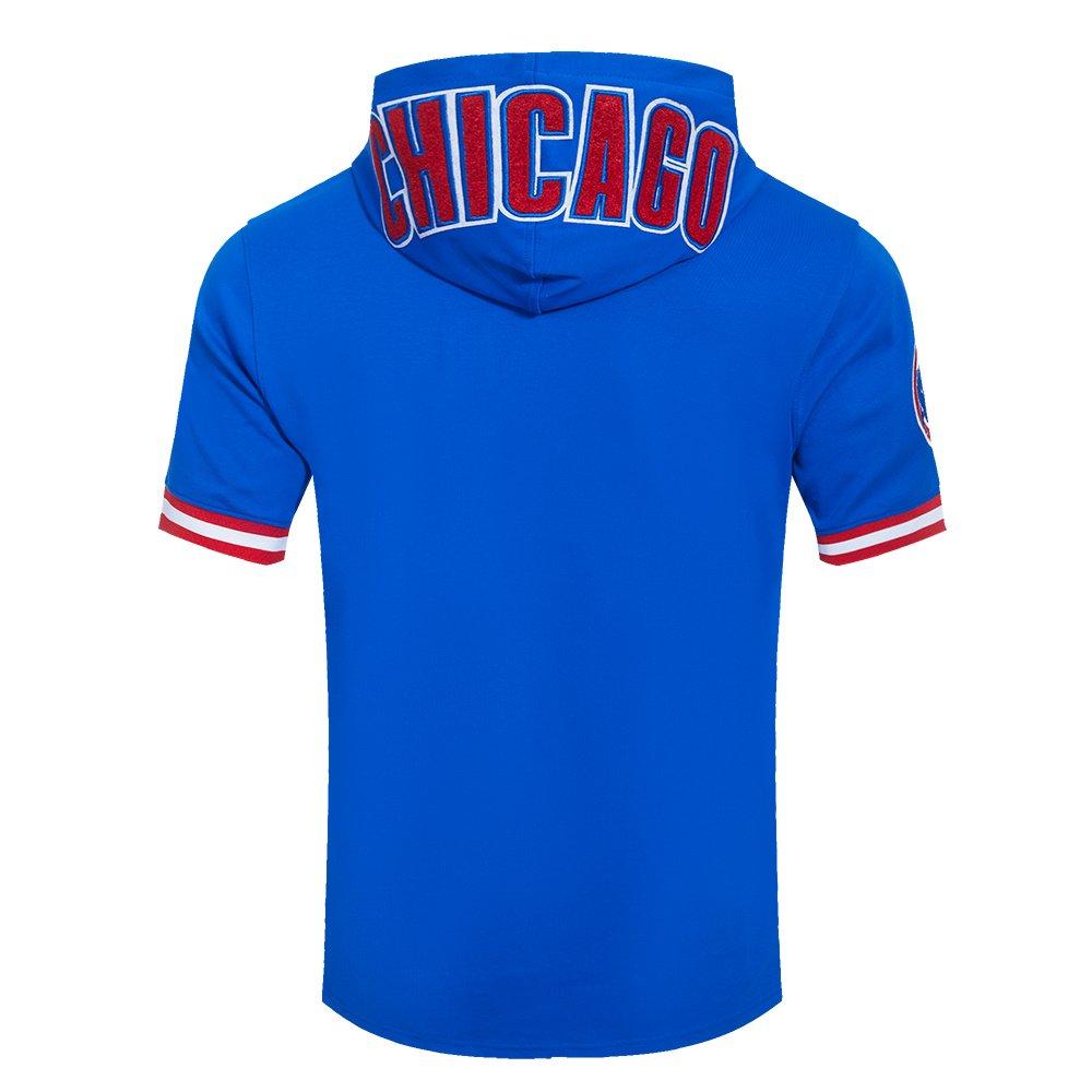 Pro Standard Men's MLB Chicago Cubs Classic Chenille Short Sleeve Pullover Hoodie - ROYAL/RED Thumbnail View 2