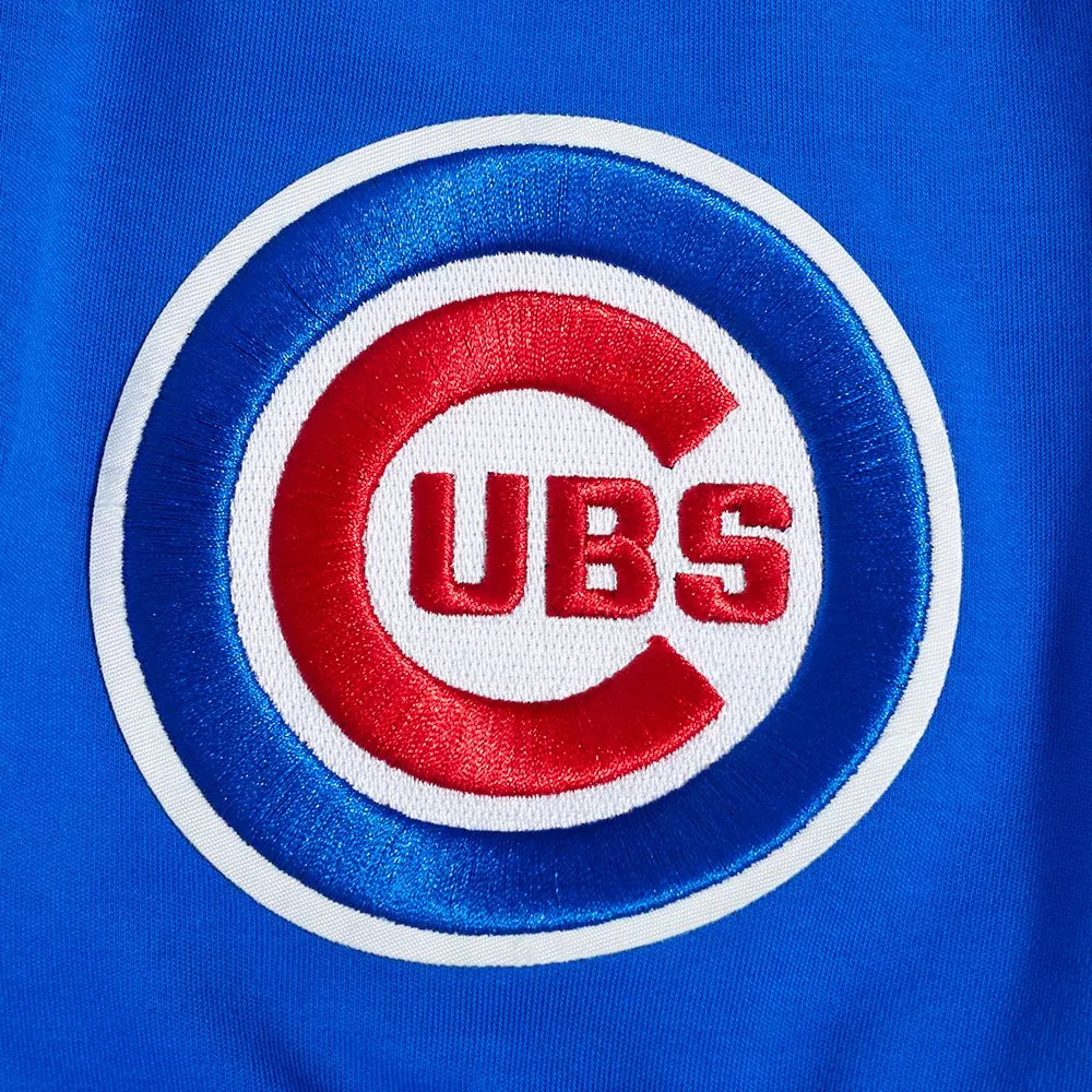 Pro Standard Men's MLB Chicago Cubs Classic Chenille Short Sleeve Pullover Hoodie - ROYAL/RED
