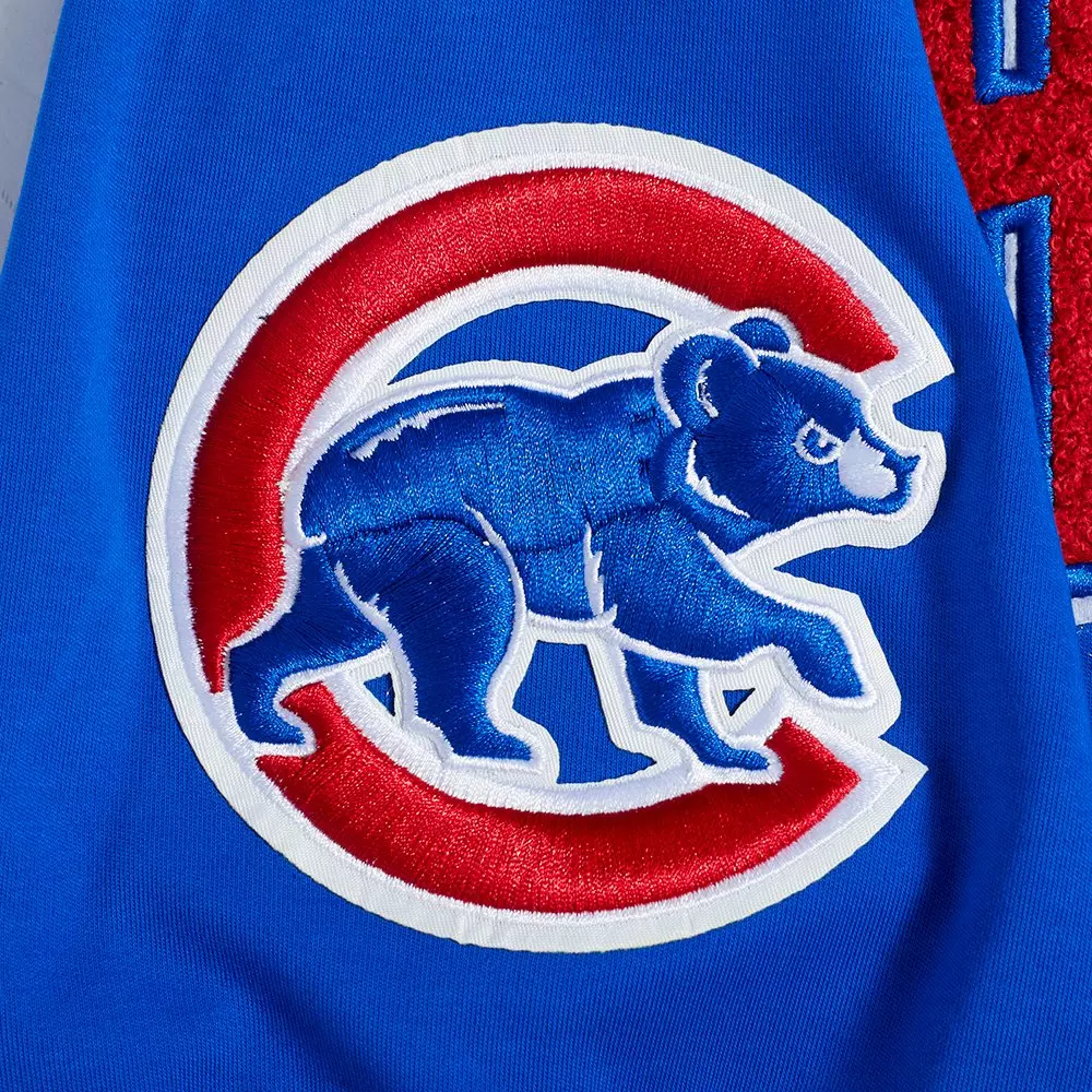 Pro Standard Men's MLB Chicago Cubs Classic Chenille Short Sleeve Pullover Hoodie - ROYAL/RED