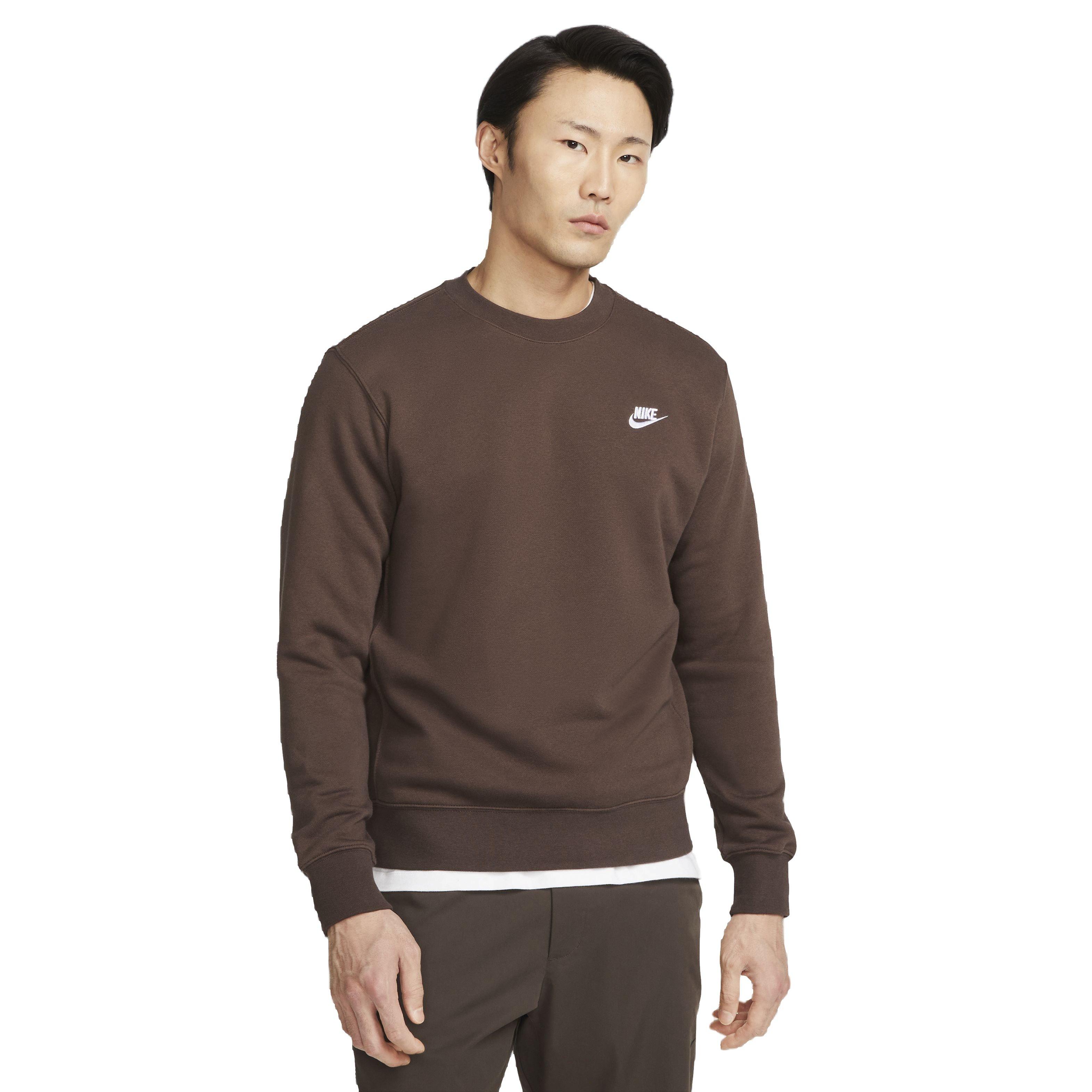 Nike Men's Sportswear Club Fleece BB Crew Sweatshirt - BROWN Thumbnail View 1