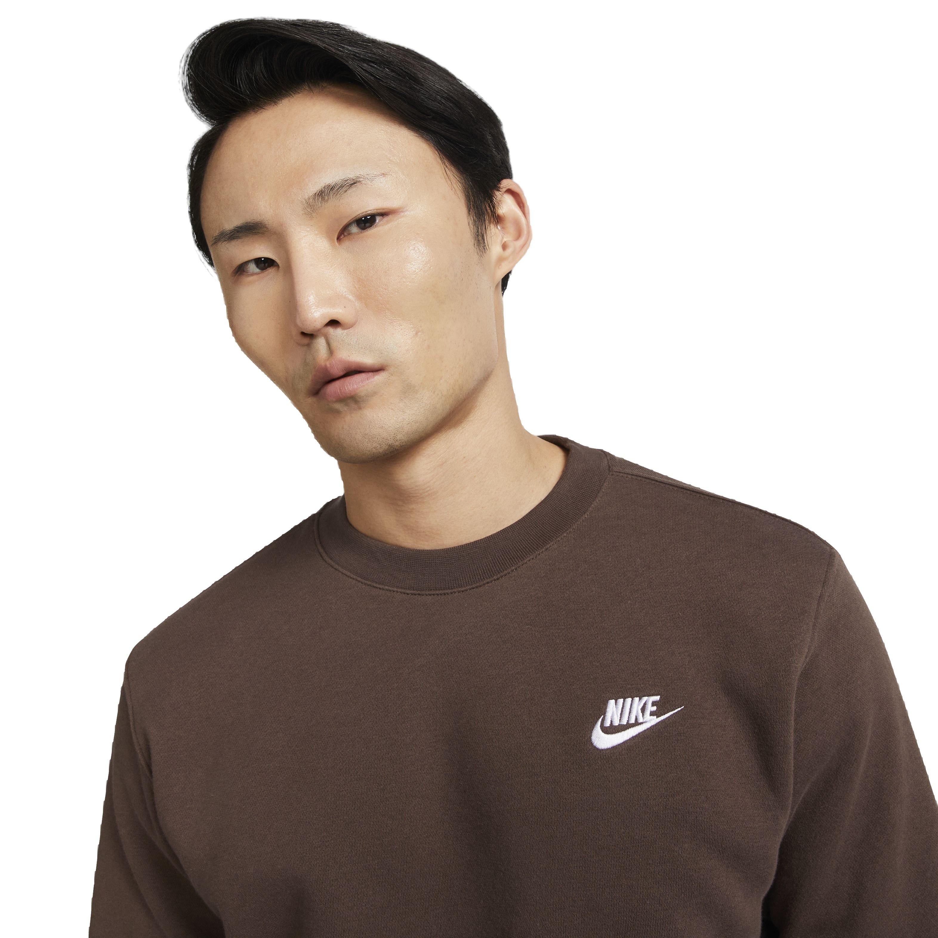 Nike Men's Sportswear Club Fleece BB Crew Sweatshirt - BROWN Thumbnail View 3