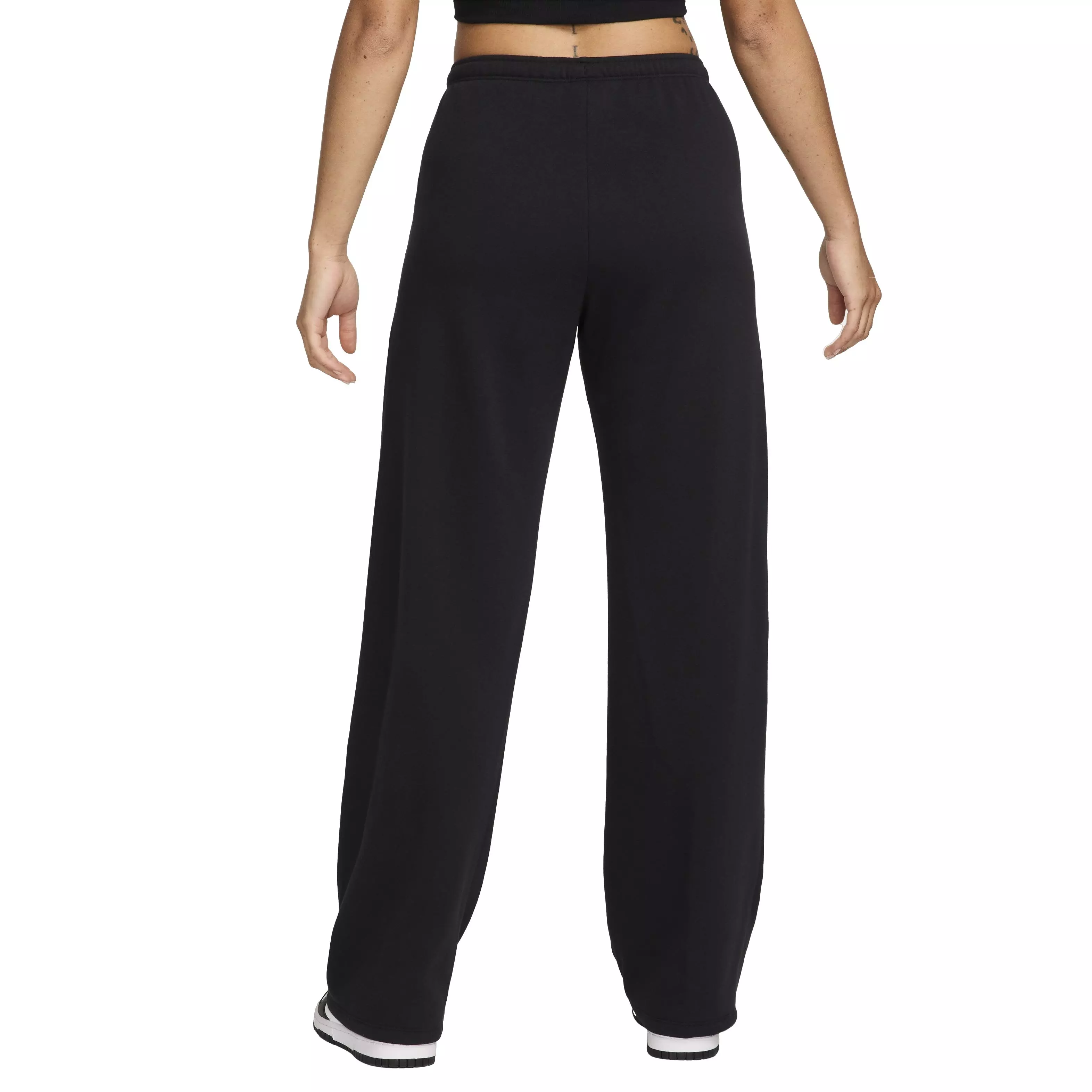 Nike Women's Sportswear Chill Terry Mid-Rise French Terry Open-Hem Sweatpants - BLACK
