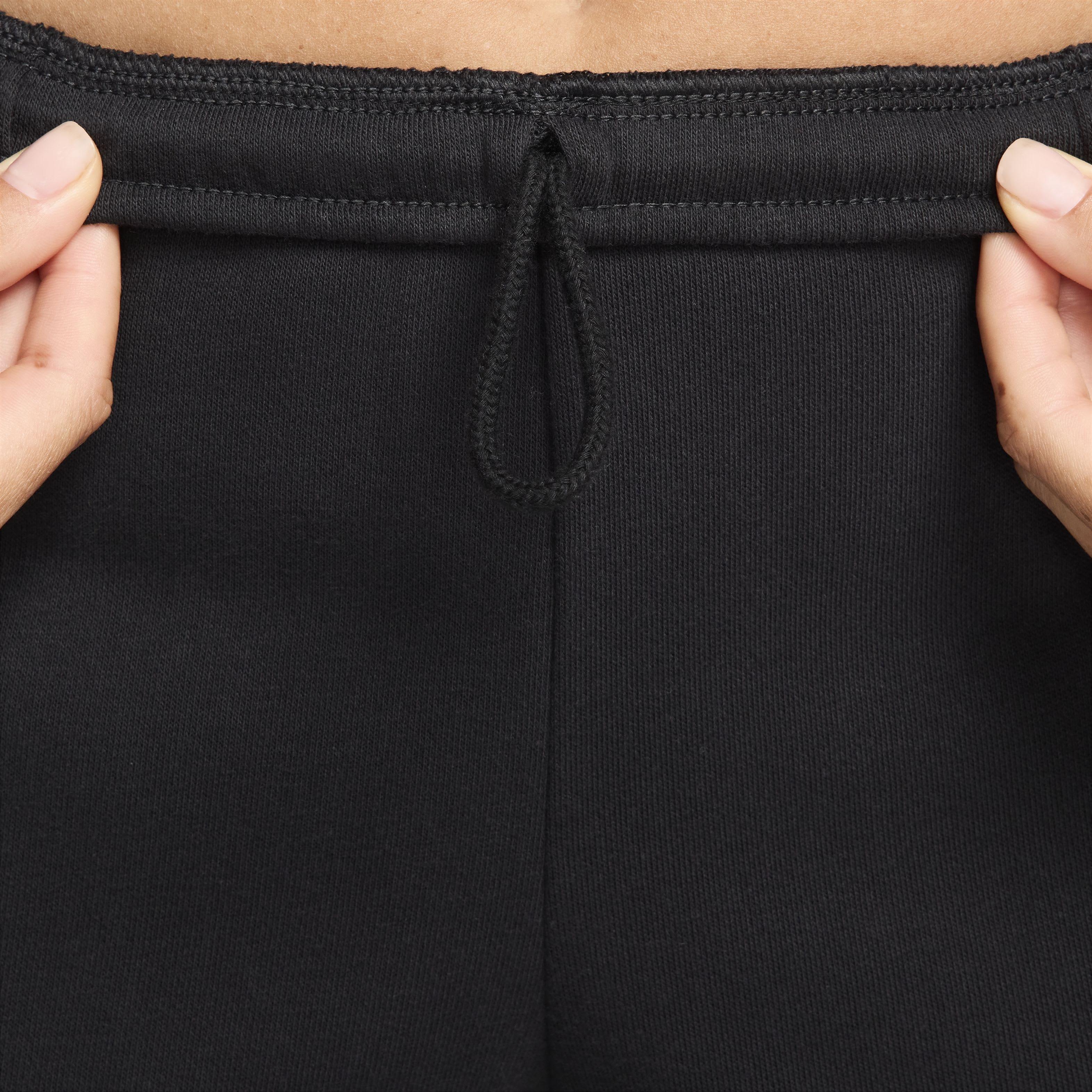 Nike Women's Sportswear Chill Terry Mid-Rise French Terry Open-Hem Sweatpants - BLACK Thumbnail View 3