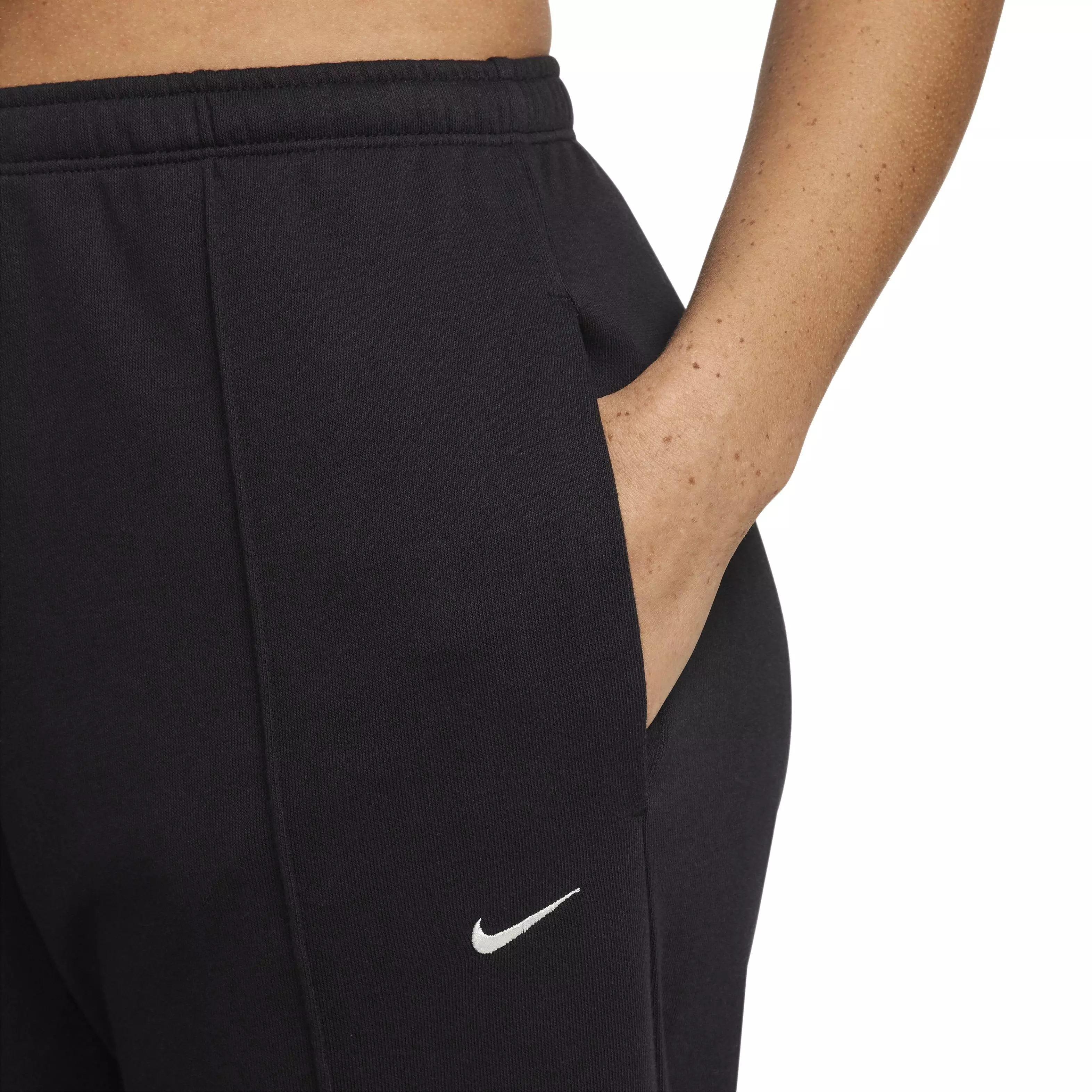 Nike Women's Sportswear Chill Terry Mid-Rise French Terry Open-Hem Sweatpants - BLACK