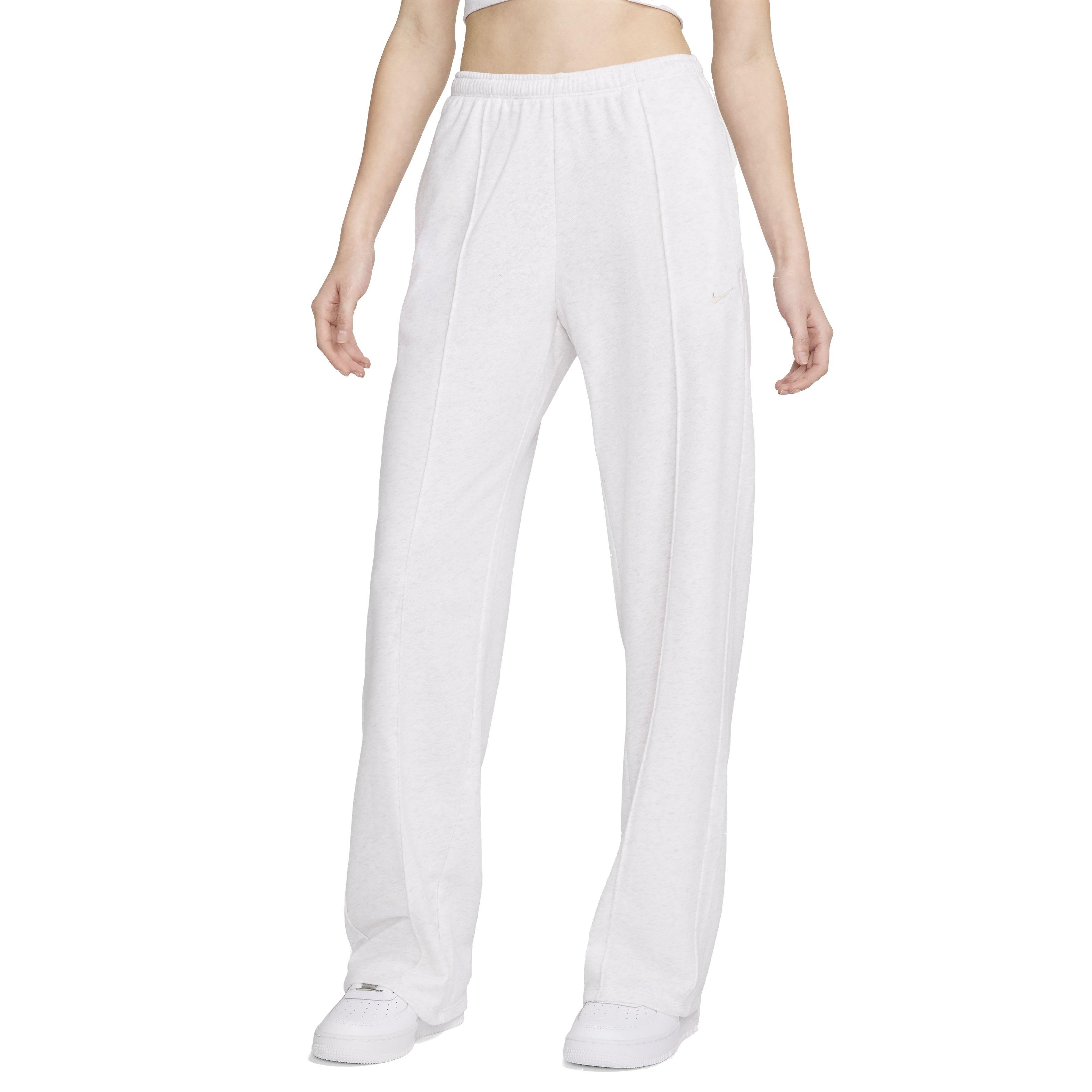 Nike Women's Sportswear Chill Terry Mid-Rise French Terry Open-Hem Sweatpants - WHITE Thumbnail View 1