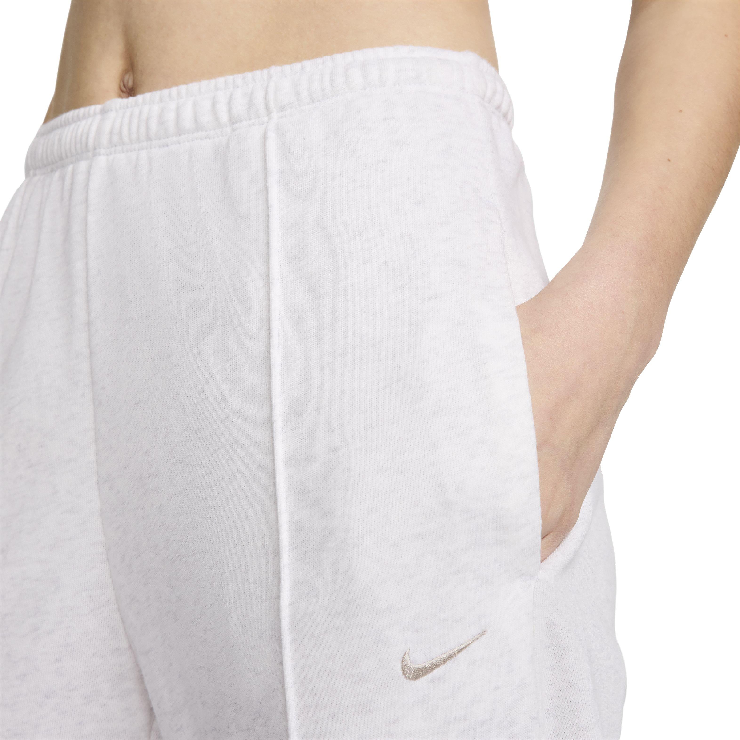 Nike Women's Sportswear Chill Terry Mid-Rise French Terry Open-Hem Sweatpants - WHITE Thumbnail View 4