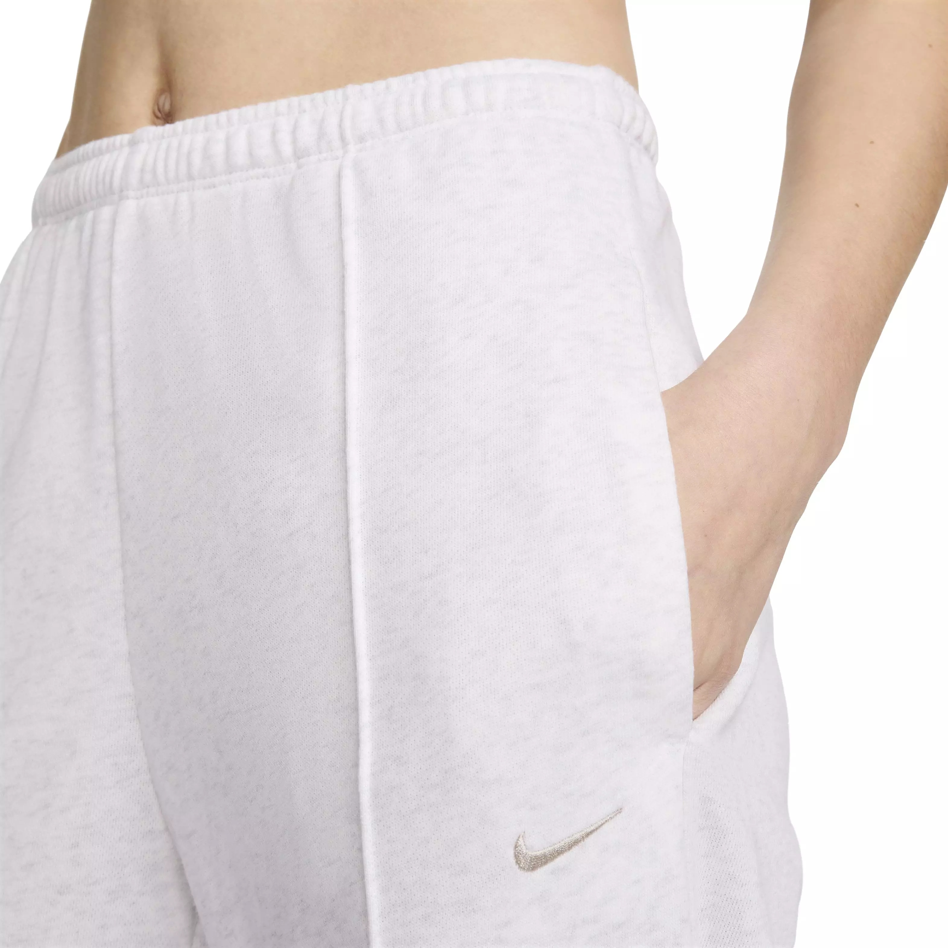 Nike Women's Sportswear Chill Terry Mid-Rise French Terry Open-Hem Sweatpants - WHITE