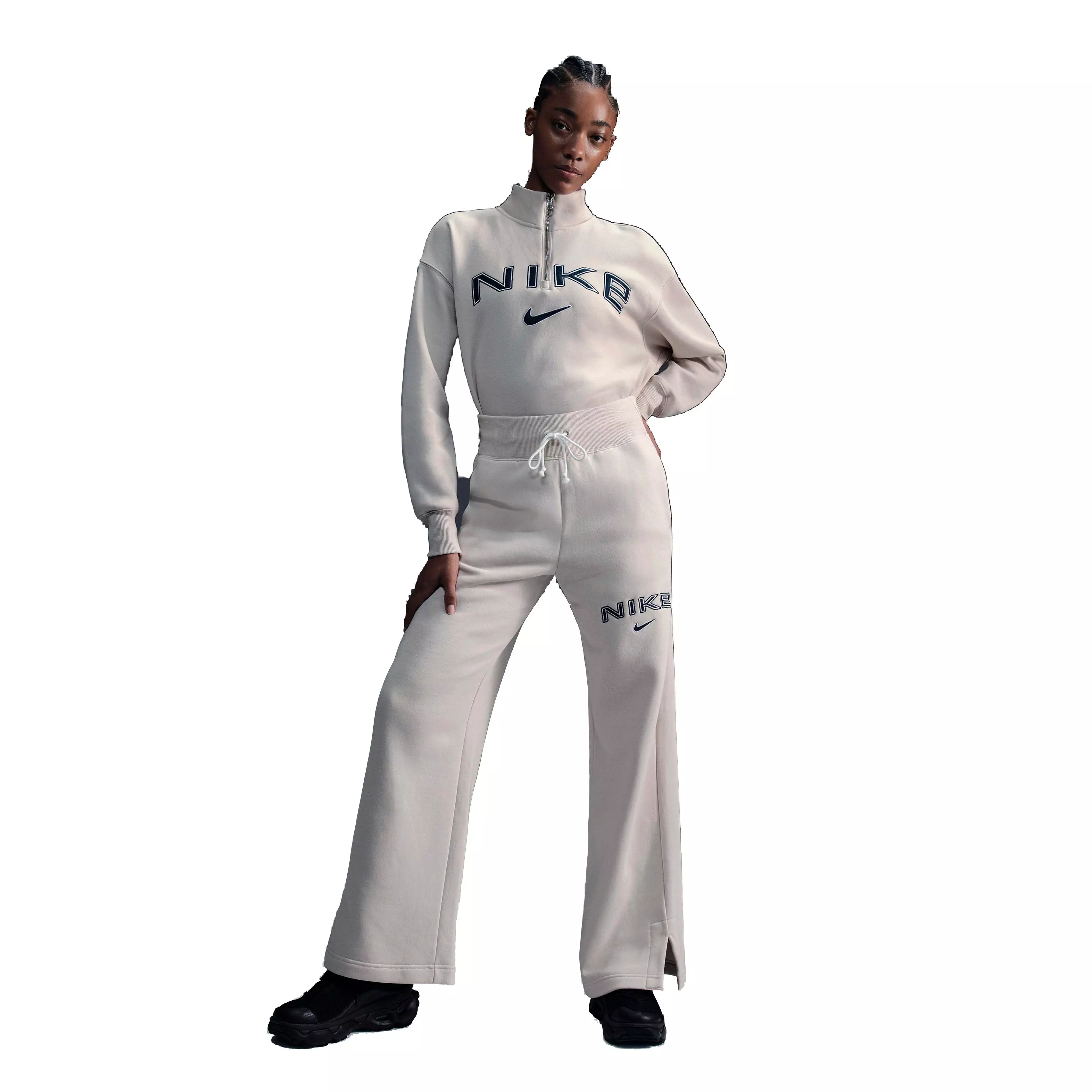 Nike Women's Sportswear Phoenix Fleece High-Rise Wide-Leg Logo Pants