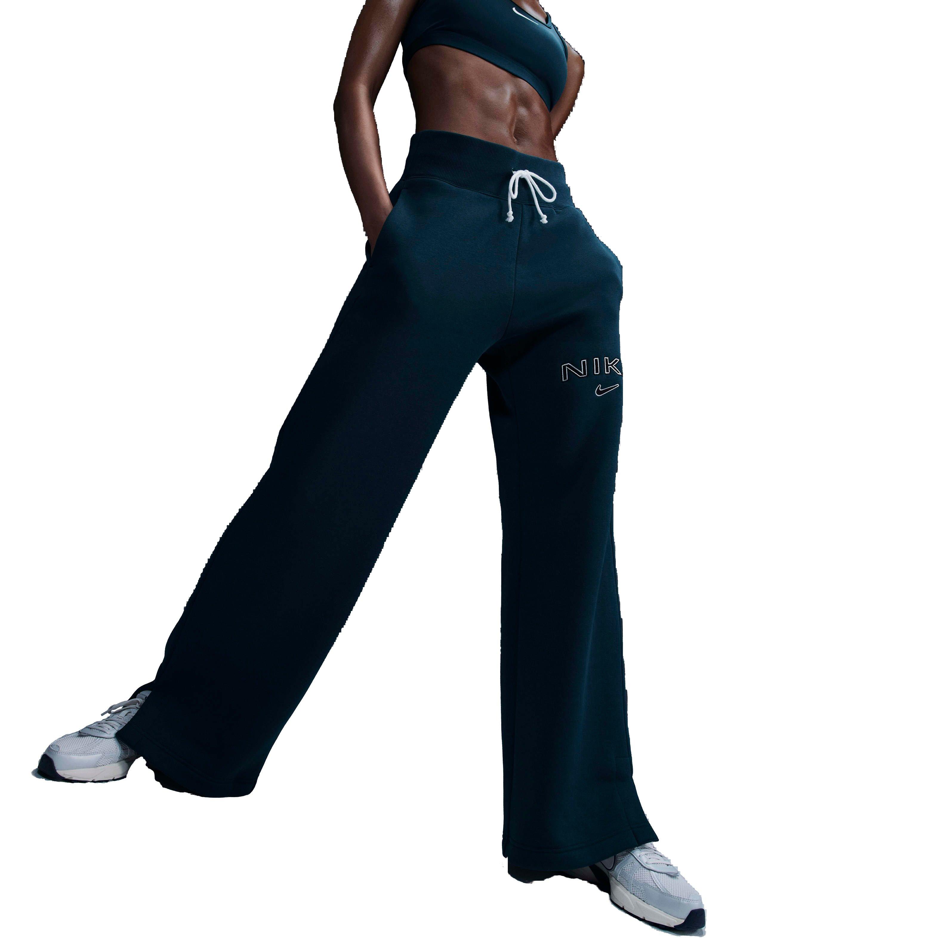 Nike Women's Sportswear Phoenix Fleece High-Rise Wide-Leg Logo Pants - NAVY Thumbnail View 1