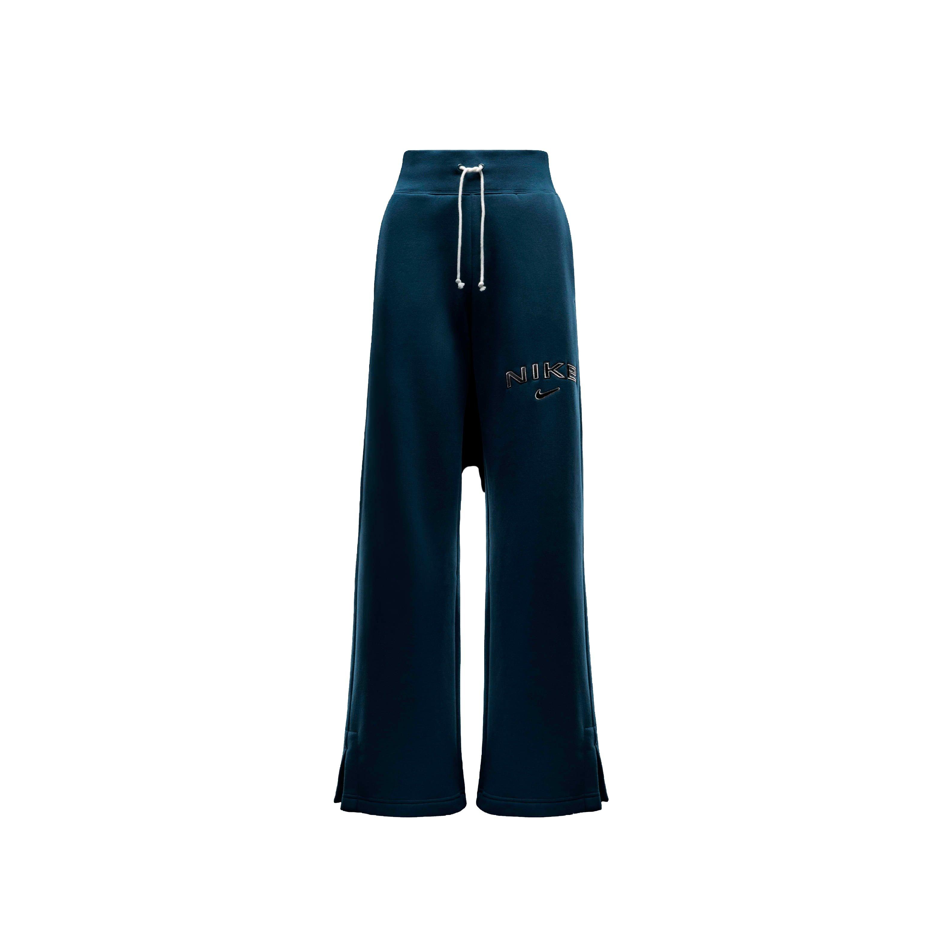 Nike Women's Sportswear Phoenix Fleece High-Rise Wide-Leg Logo Pants - NAVY Thumbnail View 6
