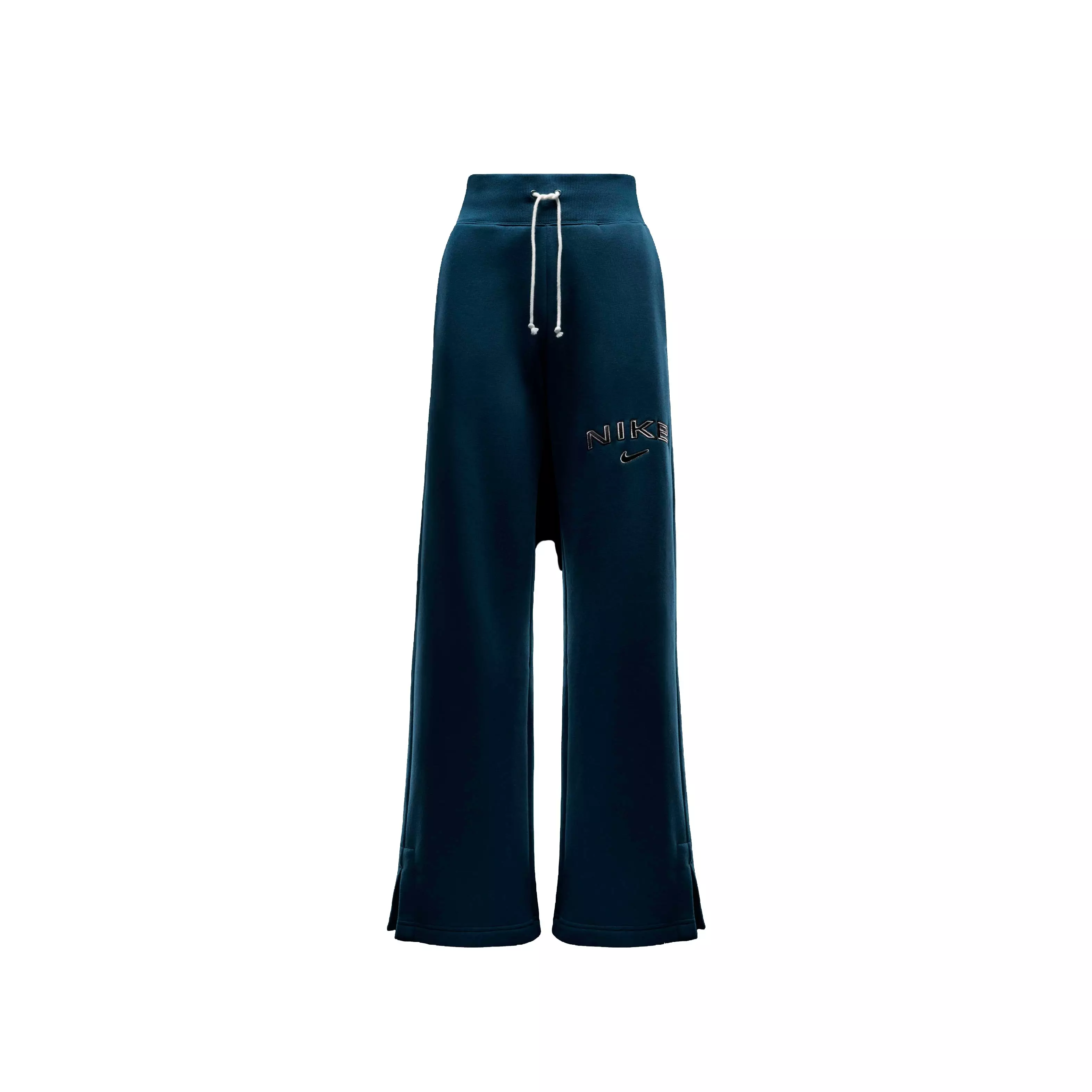 Nike Women's Sportswear Phoenix Fleece High-Rise Wide-Leg Logo Pants - NAVY