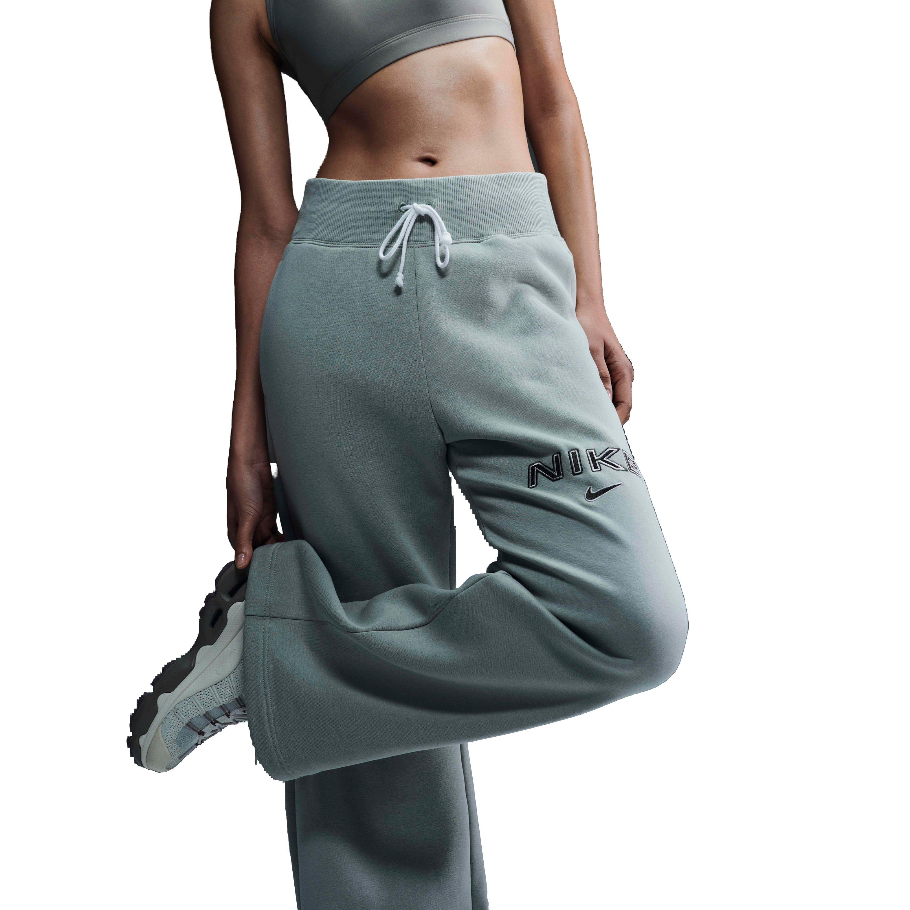 Nike Women's Sportswear Phoenix Fleece High-Rise Wide-Leg Logo Pants - LT ARMY GREEN Thumbnail View 1