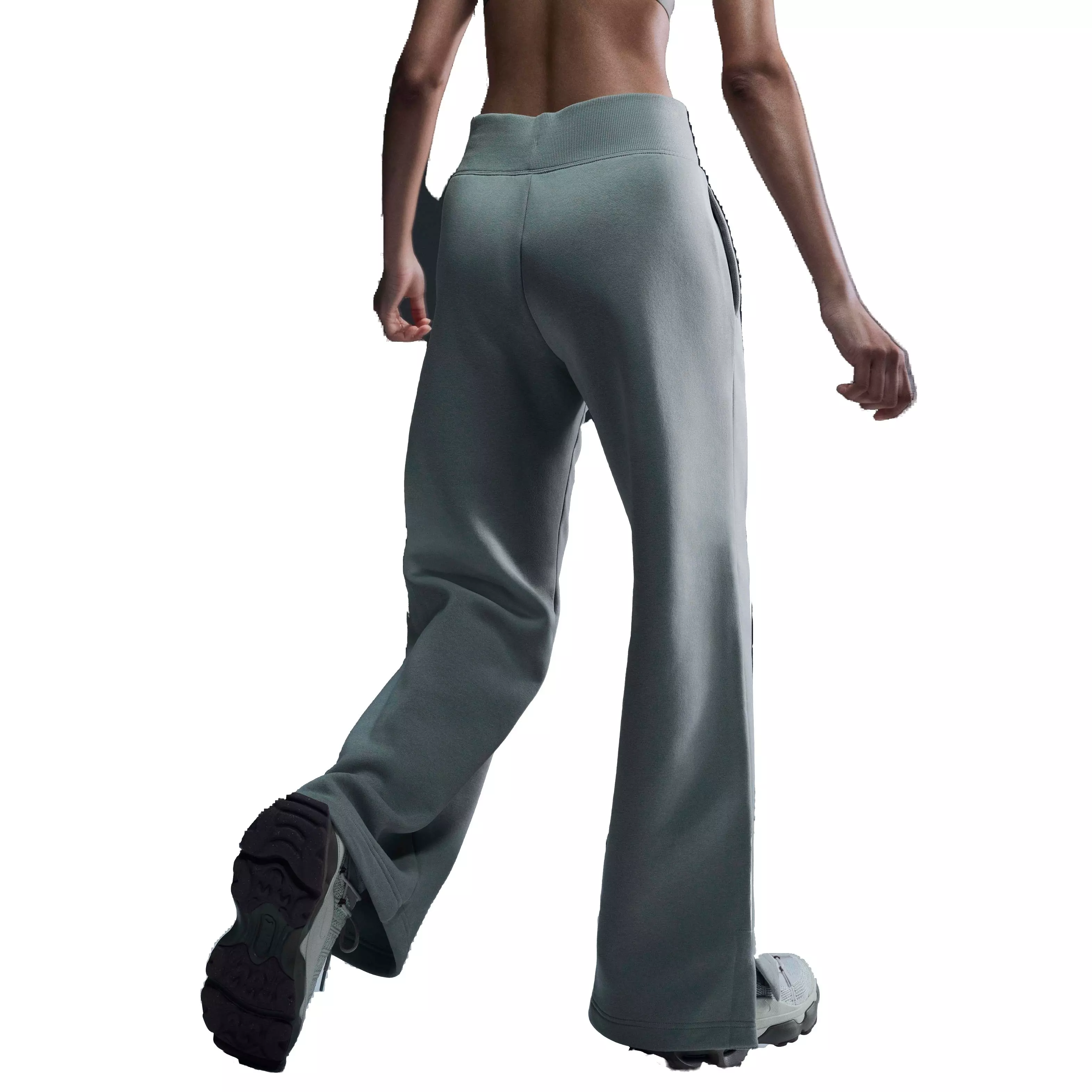 Nike Women's Sportswear Phoenix Fleece High-Rise Wide-Leg Logo Pants - LT ARMY GREEN