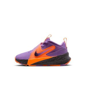 Nike Team hustle D 12 "Bright Violet/Total Orange/Cool Grey/Black" Preschool Girls' Basketball Shoe - VIOLET/ORANGE/GREY/BLACK