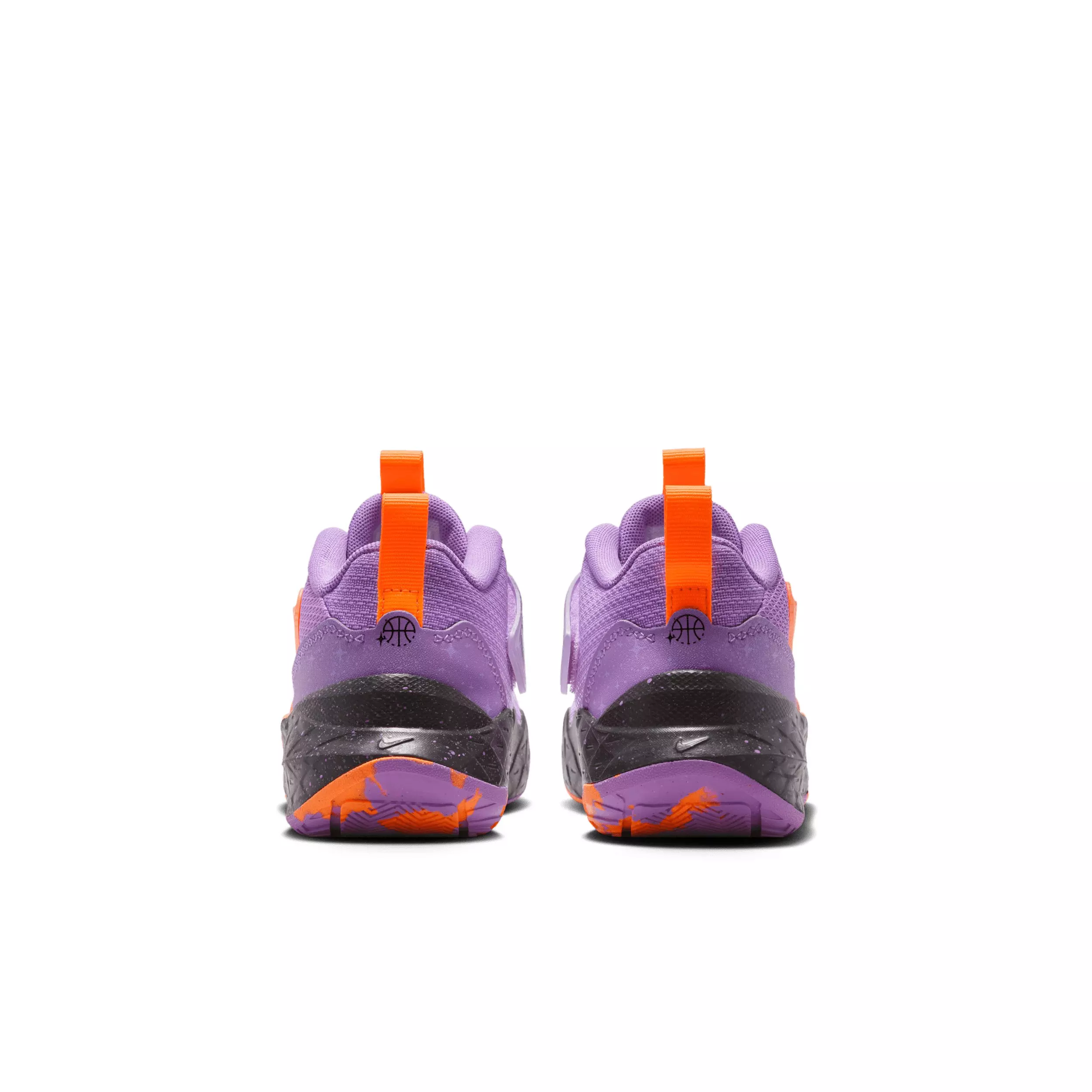 Nike Team hustle D 12 "Bright Violet/Total Orange/Cool Grey/Black" Preschool Girls' Basketball Shoe - VIOLET/ORANGE/GREY/BLACK
