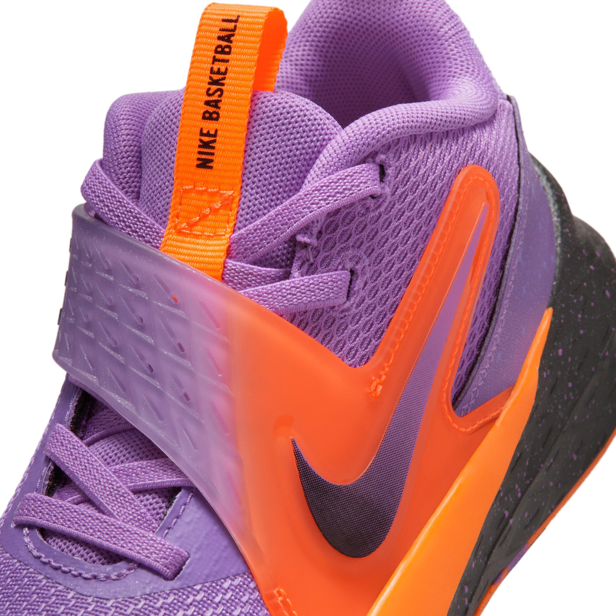 Nike Team hustle D 12 "Bright Violet/Total Orange/Cool Grey/Black" Preschool Girls' Basketball Shoe - VIOLET/ORANGE/GREY/BLACK
