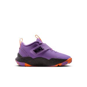 Nike Team hustle D 12 "Bright Violet/Total Orange/Cool Grey/Black" Preschool Girls' Basketball Shoe - VIOLET/ORANGE/GREY/BLACK