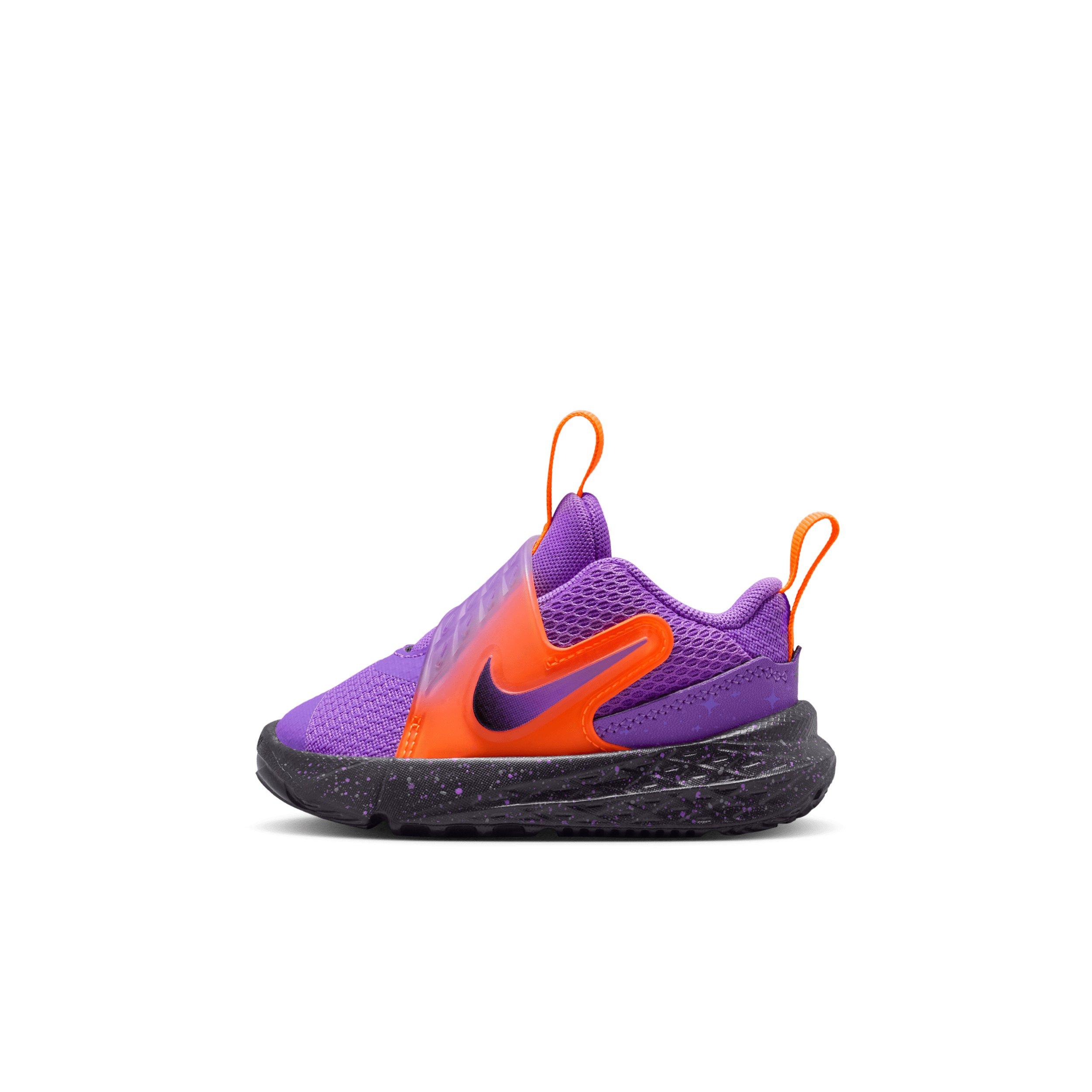 Nike Team Hustle D 12 "Bright Violet/Total Orange/Cool Grey/Black" Infant Girls' Basketball Shoe - VIOLET/ORANGE/GREY/BLACK