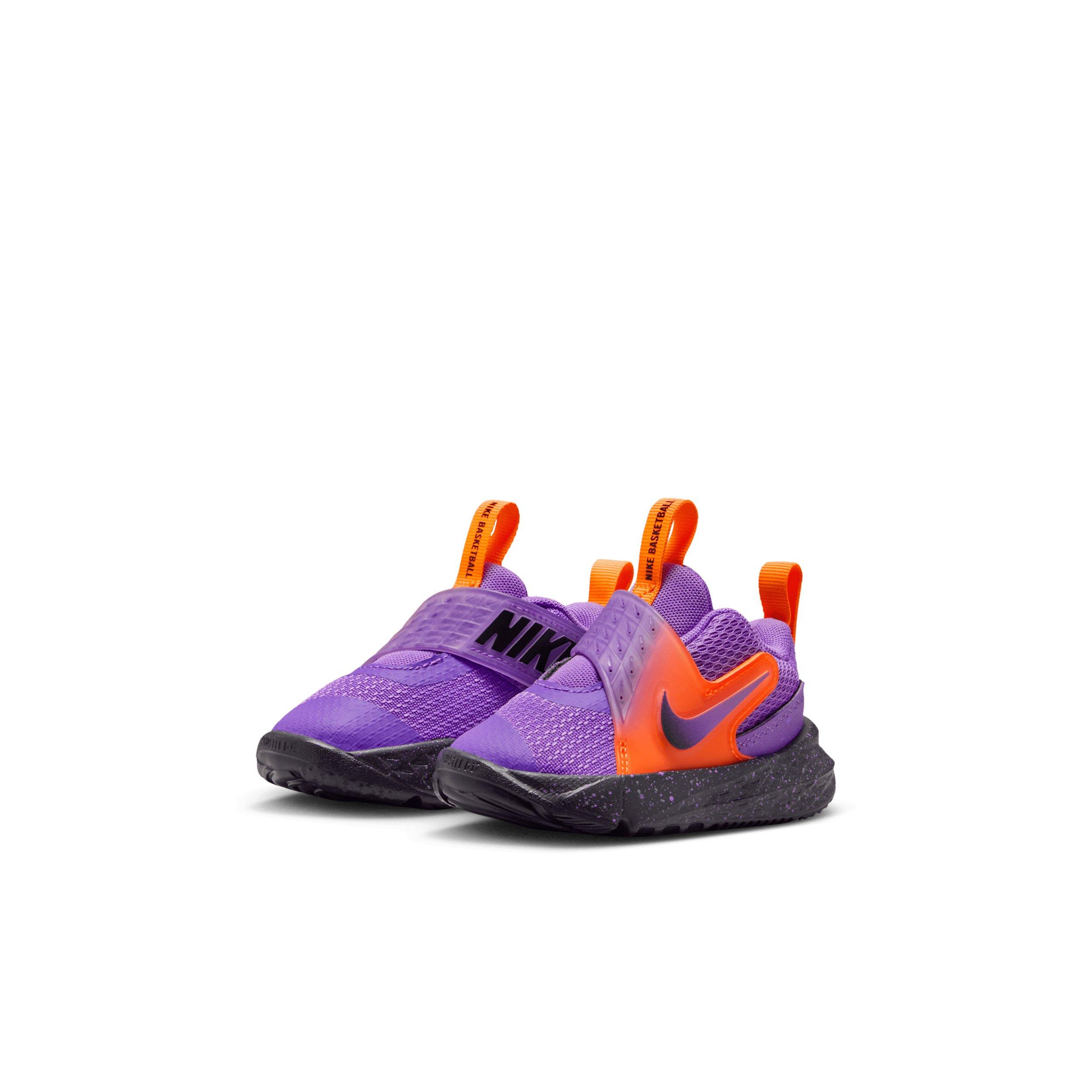 Nike Team Hustle D 12 "Bright Violet/Total Orange/Cool Grey/Black" Infant Girls' Basketball Shoe - VIOLET/ORANGE/GREY/BLACK