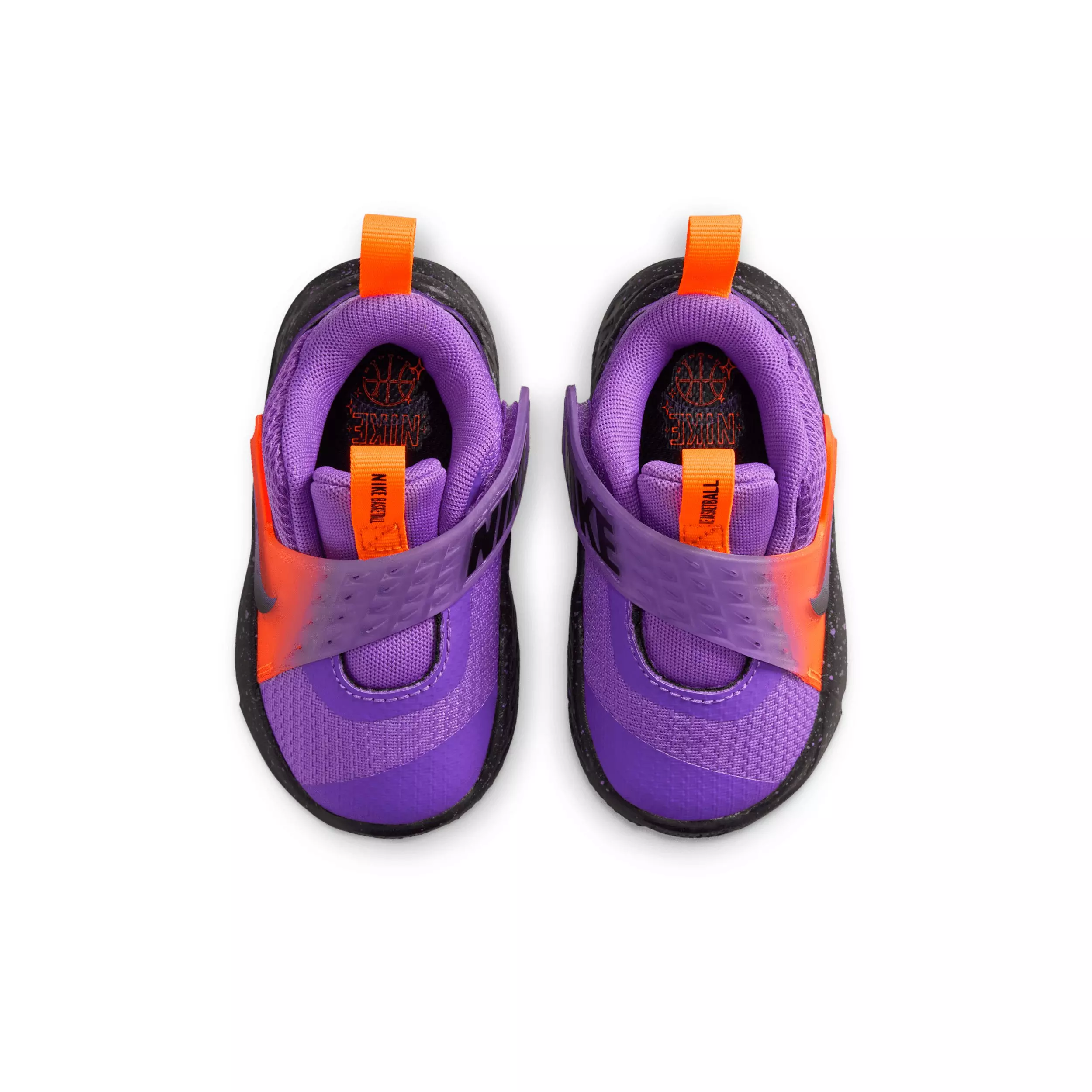 Nike Team Hustle D 12 "Bright Violet/Total Orange/Cool Grey/Black" Infant Girls' Basketball Shoe - VIOLET/ORANGE/GREY/BLACK