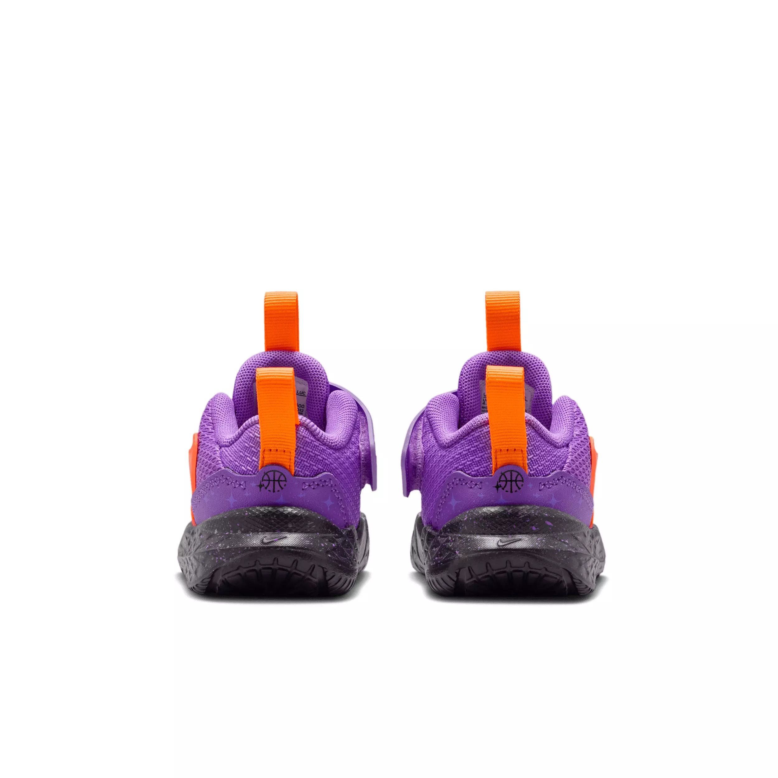 Nike Team Hustle D 12 "Bright Violet/Total Orange/Cool Grey/Black" Infant Girls' Basketball Shoe - VIOLET/ORANGE/GREY/BLACK