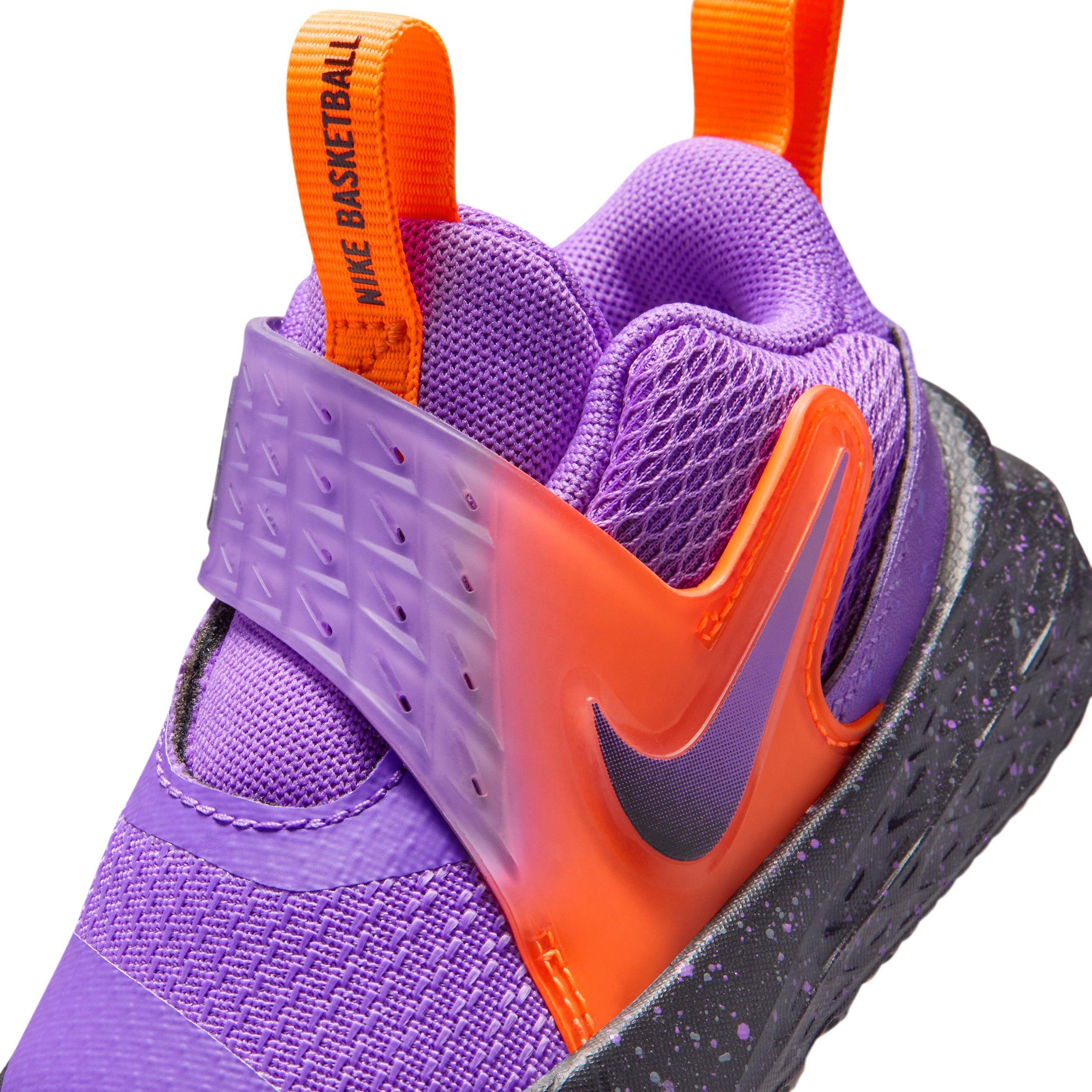 Nike Team Hustle D 12 "Bright Violet/Total Orange/Cool Grey/Black" Infant Girls' Basketball Shoe - VIOLET/ORANGE/GREY/BLACK