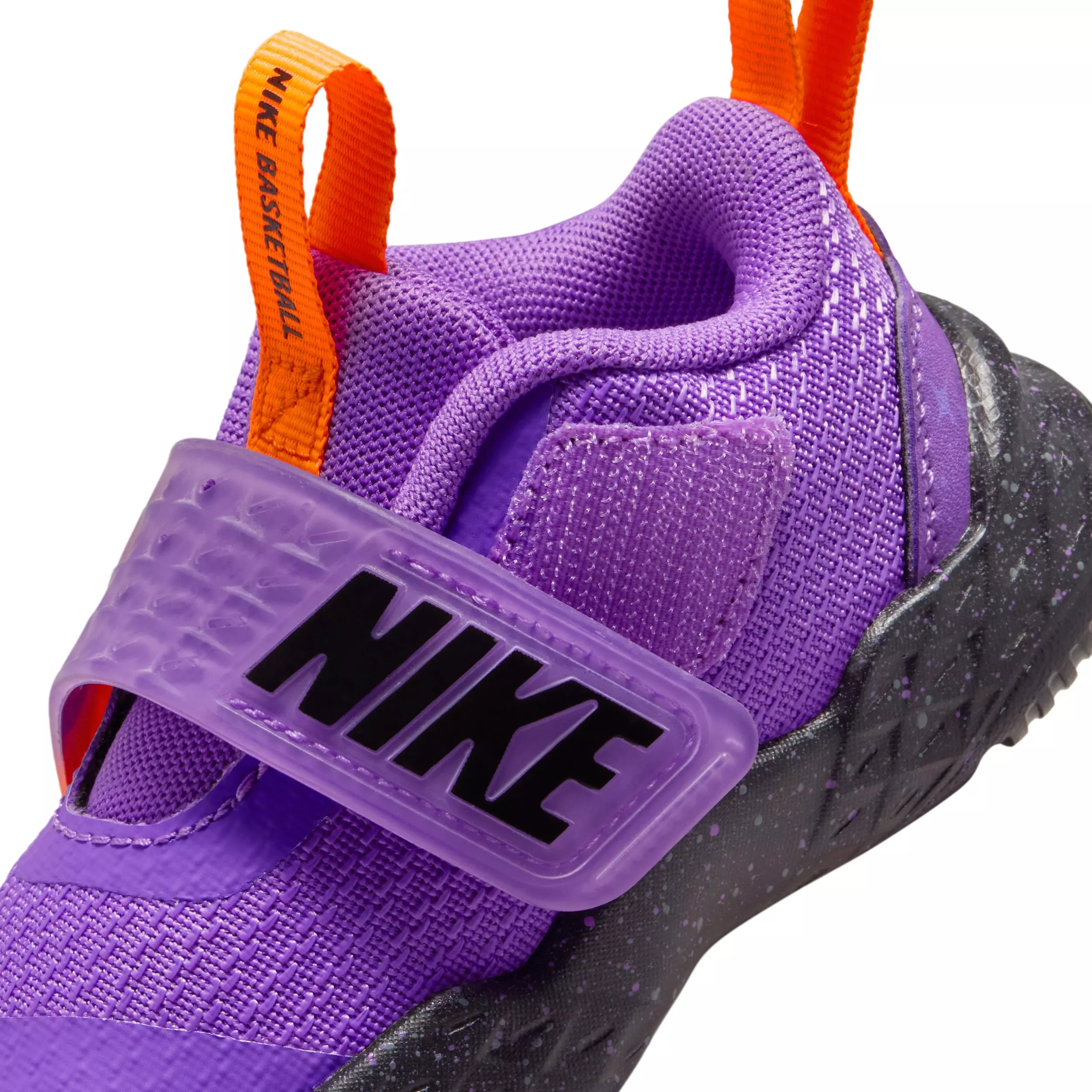 Nike Team Hustle D 12 "Bright Violet/Total Orange/Cool Grey/Black" Infant Girls' Basketball Shoe - VIOLET/ORANGE/GREY/BLACK