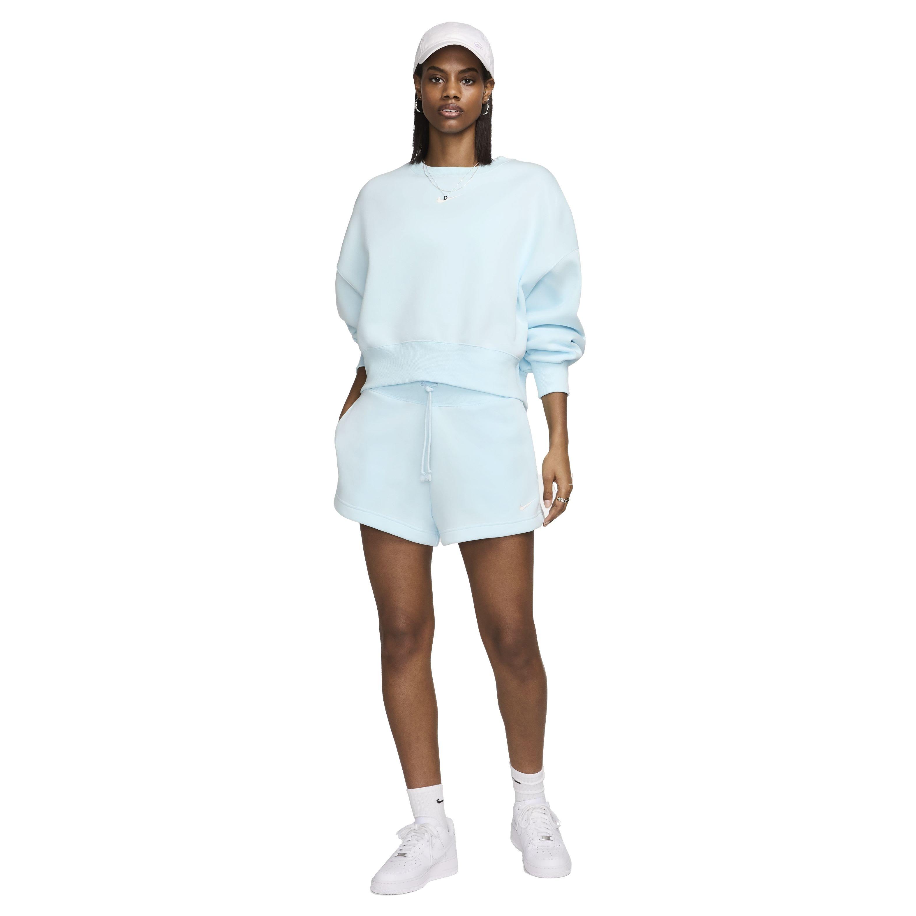 Nike Women's Sportswear Phoenix Fleece High-Waisted Loose Shorts - BLUE Thumbnail View 7