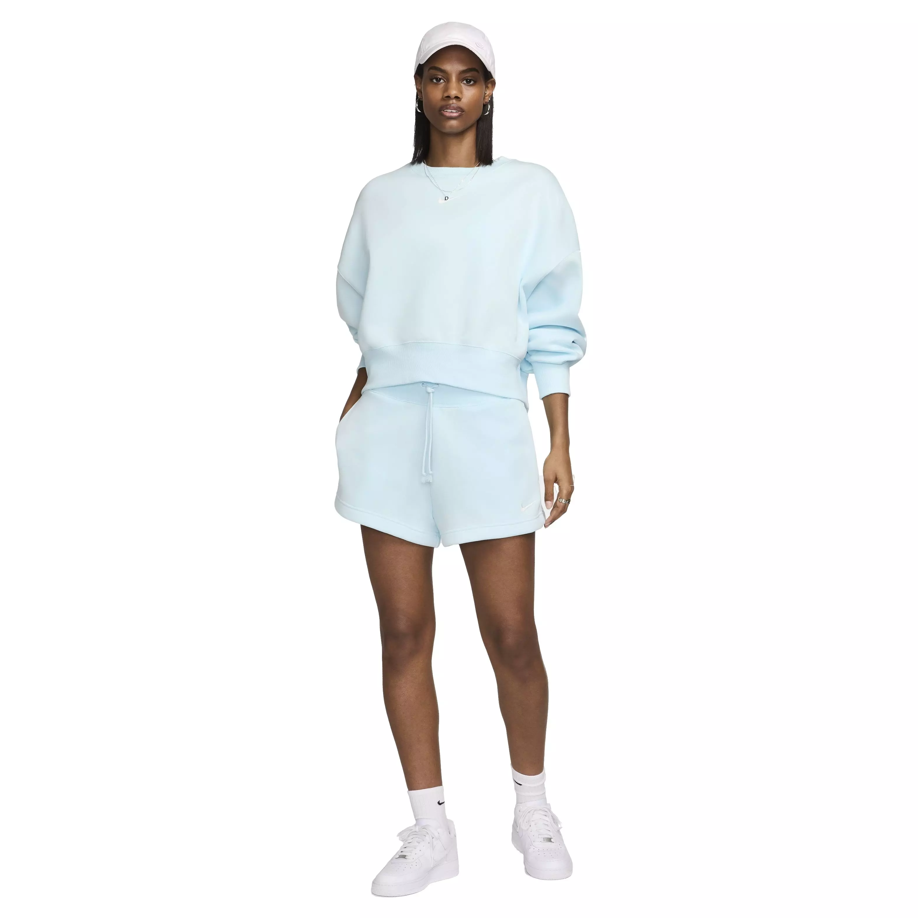 Nike Women's Sportswear Phoenix Fleece High-Waisted Loose Shorts - BLUE