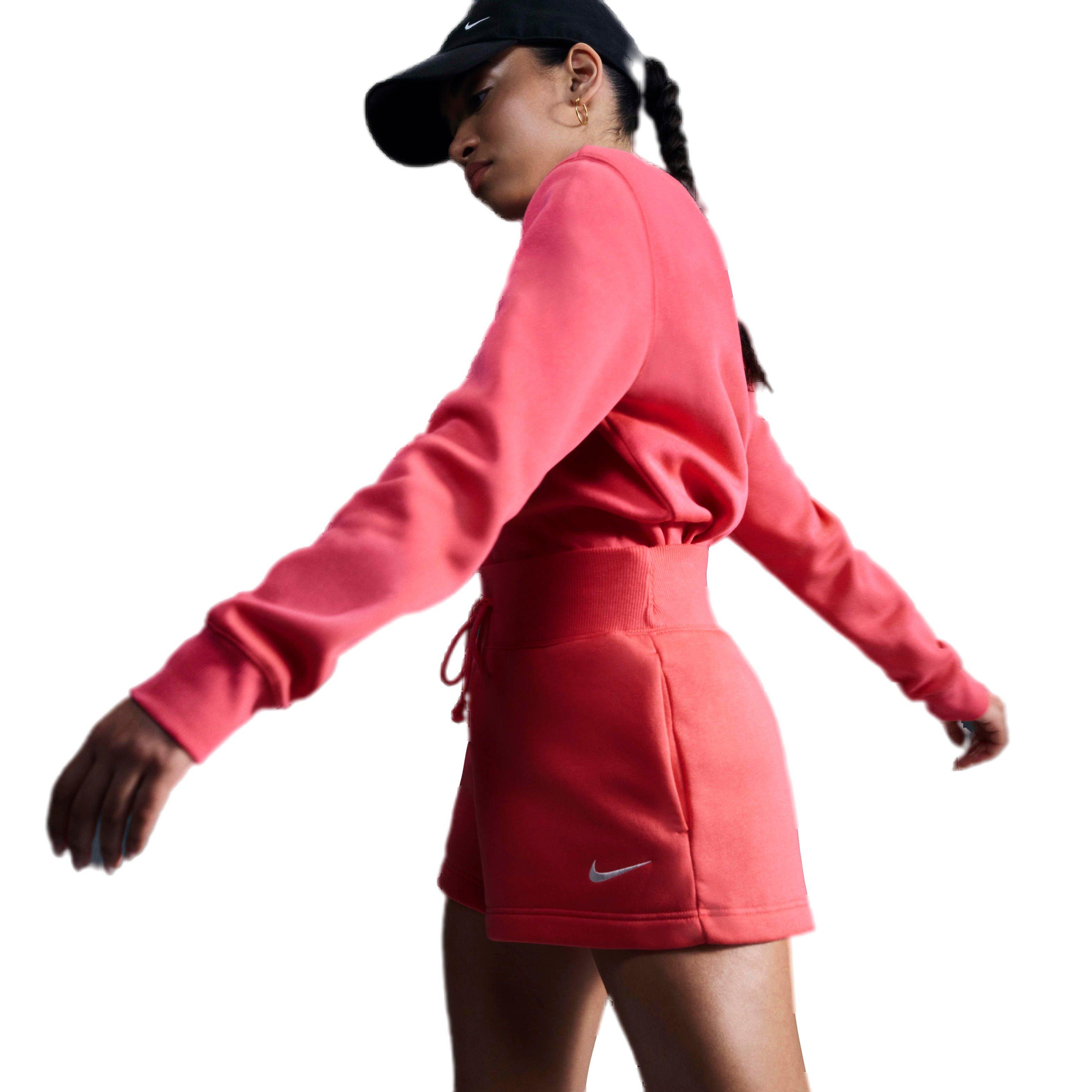 Nike Women's Sportswear Phoenix Fleece High-Waisted Loose Shorts - PINK Thumbnail View 3