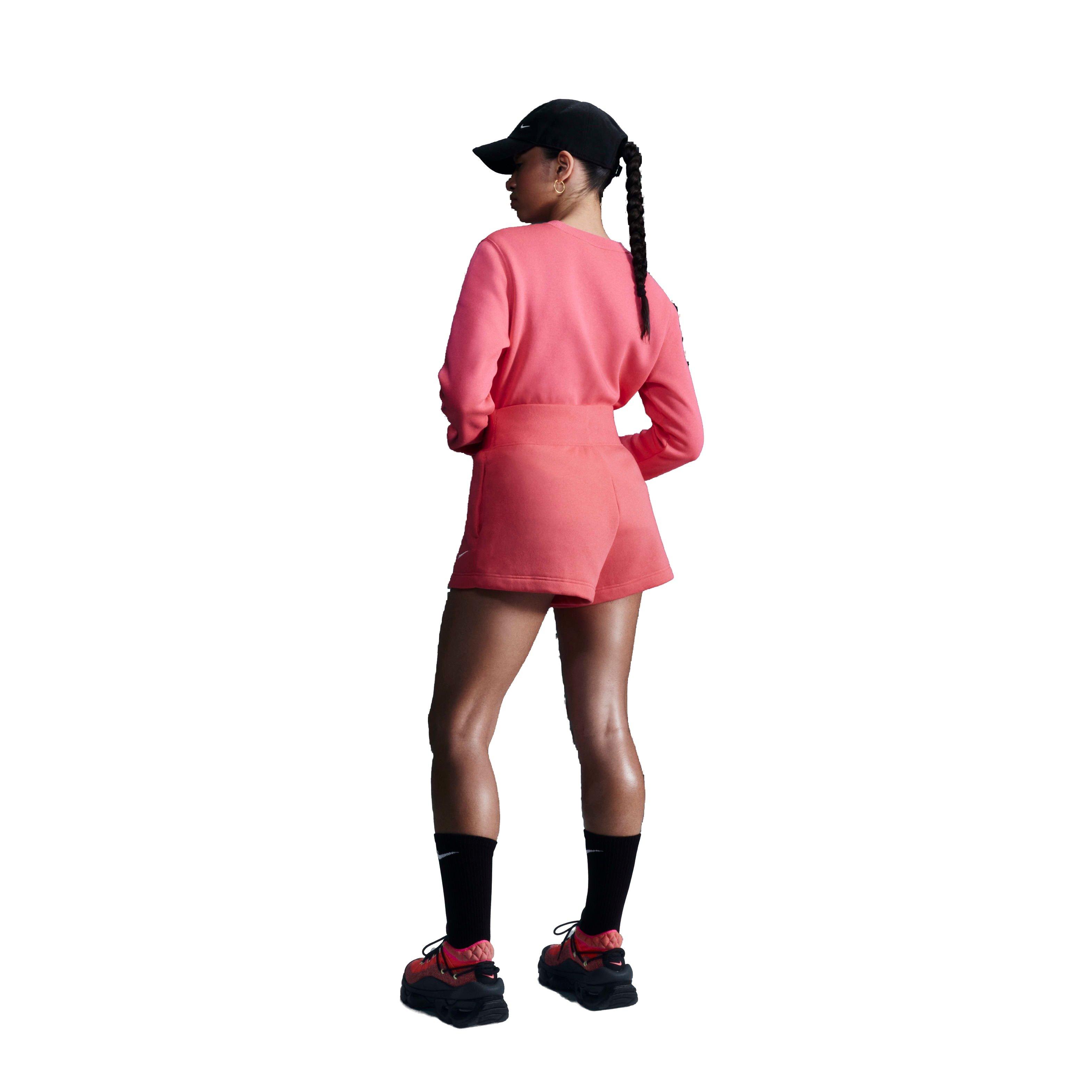 Nike Women's Sportswear Phoenix Fleece High-Waisted Loose Shorts - PINK Thumbnail View 5