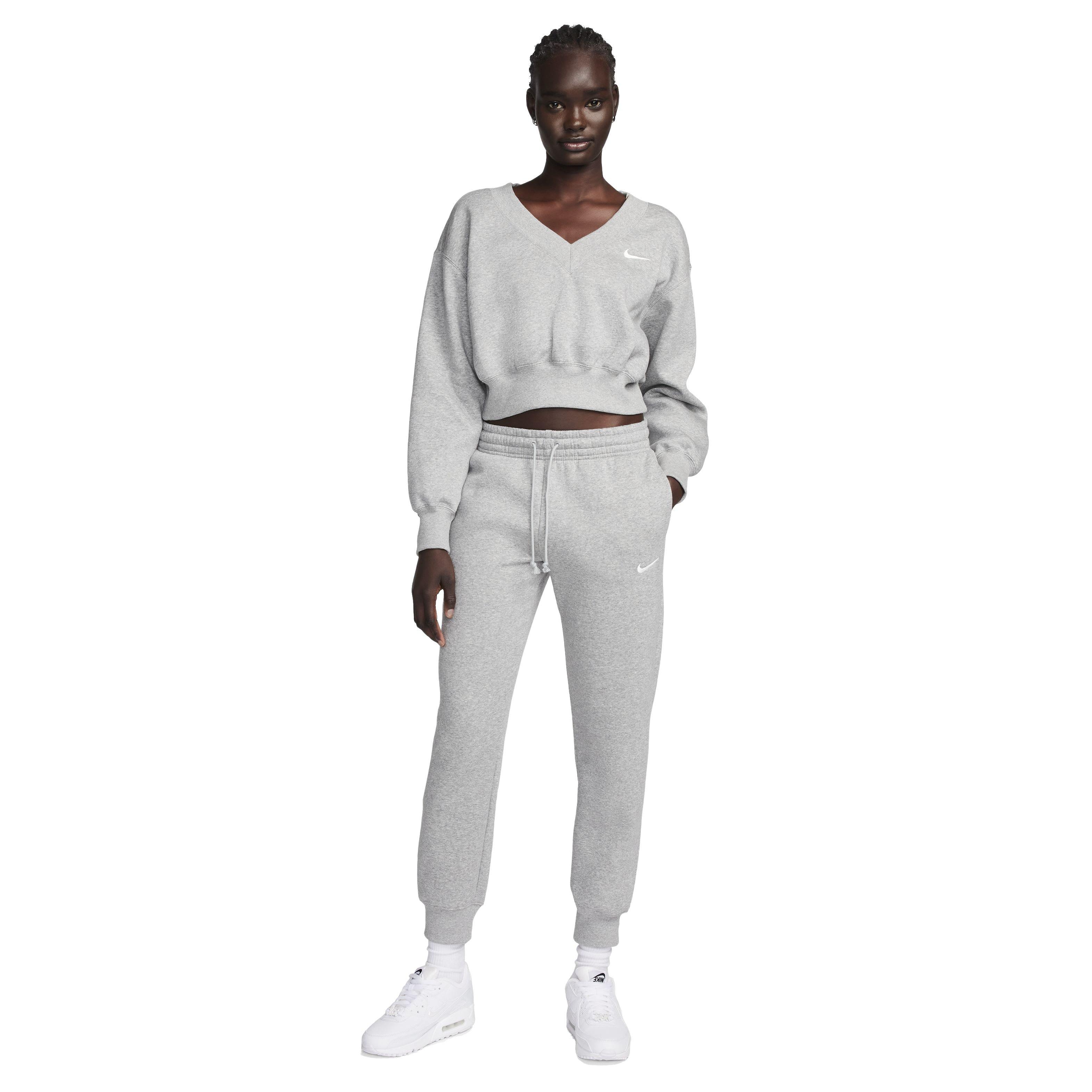 Nike Women's Sportswear Phoenix Fleece Mid-Rise Sweatpants - GREY Thumbnail View 8