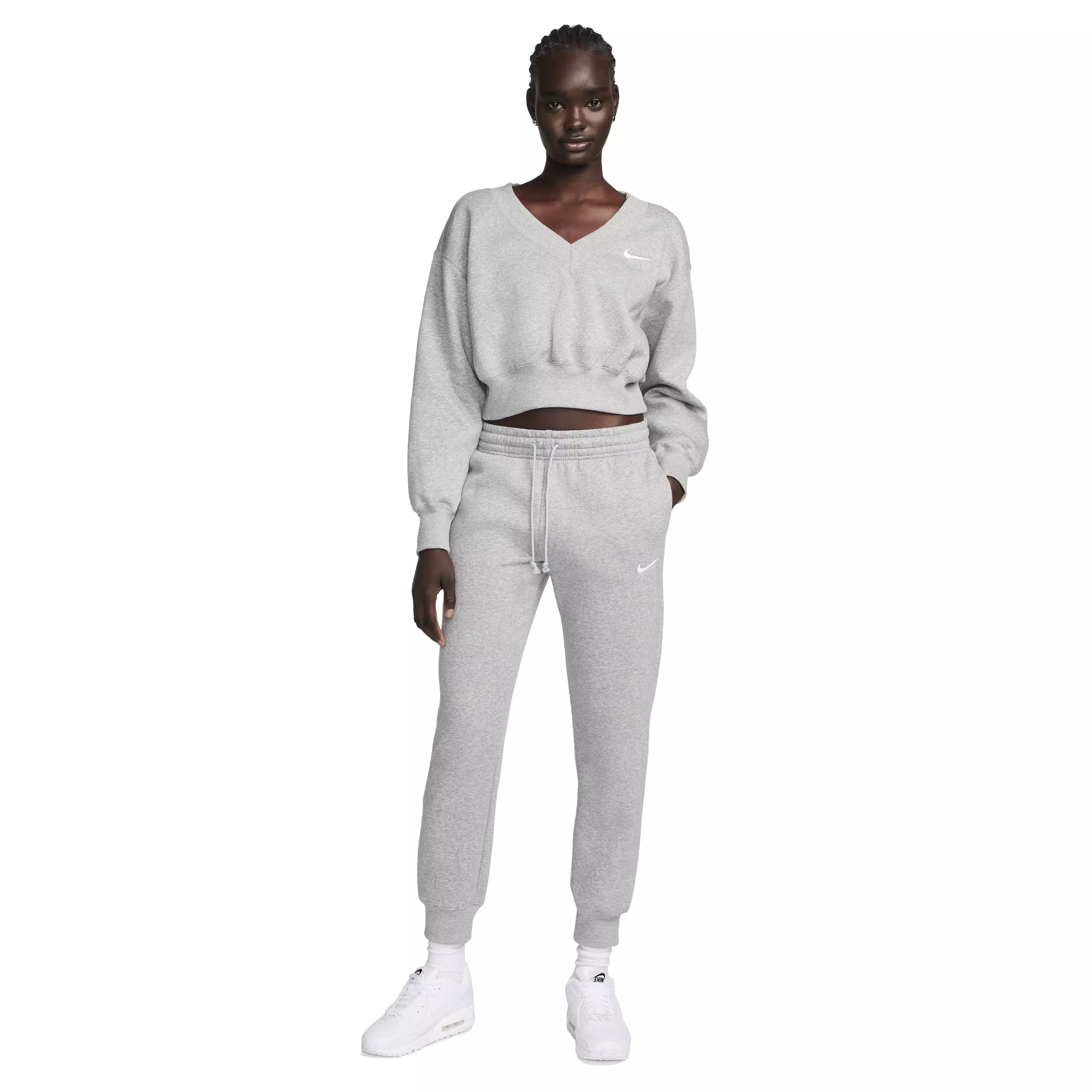 Nike Women's Sportswear Phoenix Fleece Mid-Rise Sweatpants - GREY