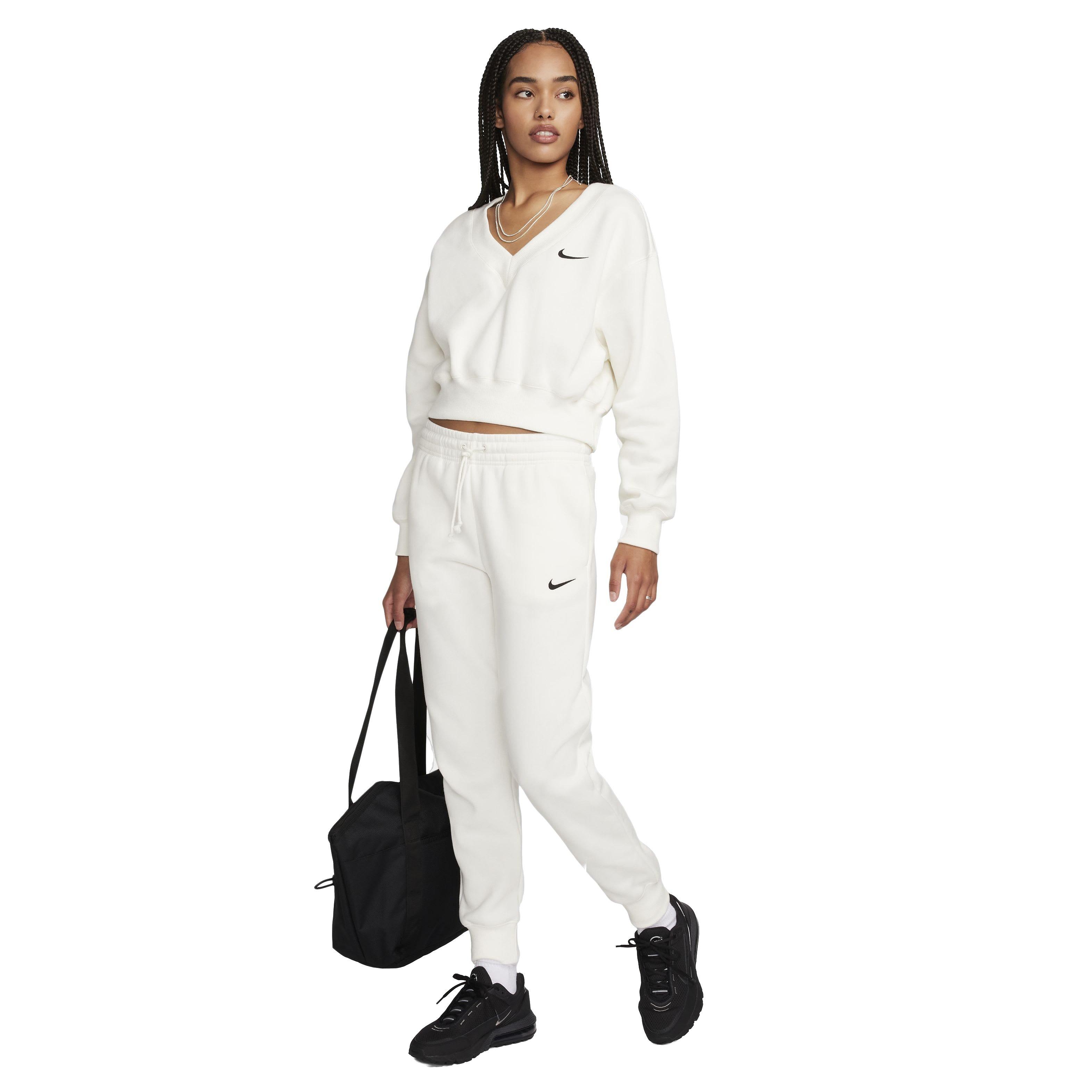 Nike Women's Sportswear Phoenix Fleece Mid-Rise Sweatpants - WHITE Thumbnail View 8