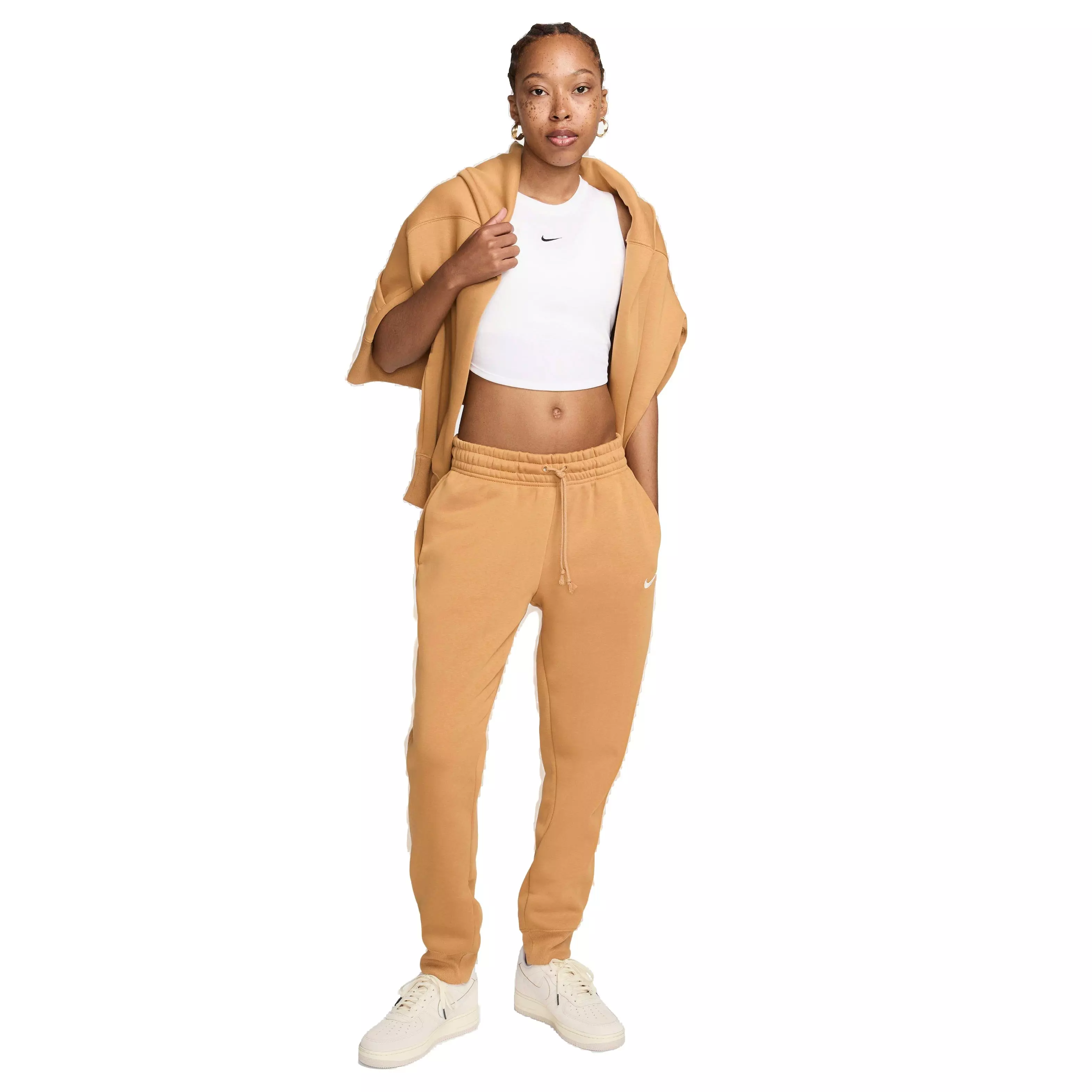 Nike Women's Sportswear Phoenix Fleece Mid-Rise Sweatpants - BROWN