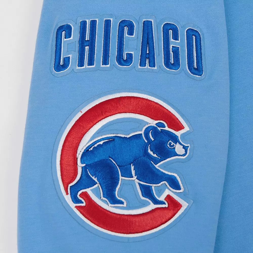 Pro Standard Men's MLB Chicago Cubs Chenille Pullover Hoodie - LT BLUE