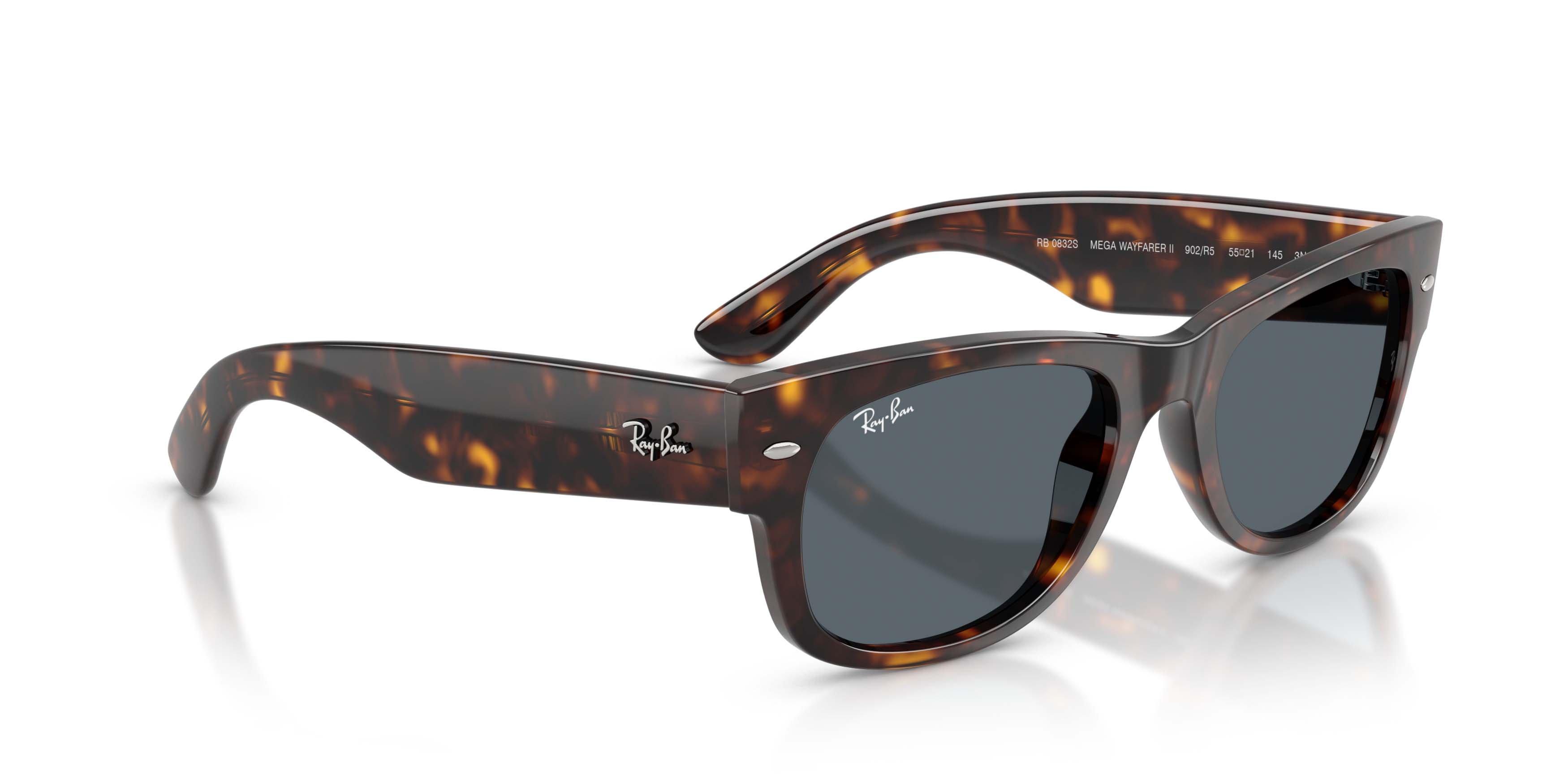 Ray-Ban Mega Wayfarer II Blue Sunglasses &ndash; Polished Havana - BLUE Thumbnail View 3