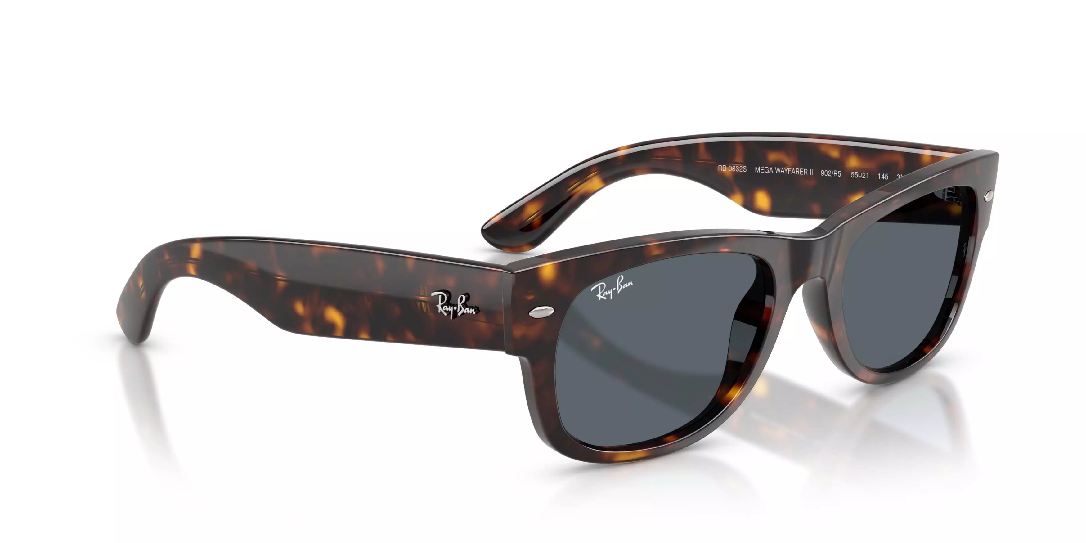 Ray-Ban Mega Wayfarer II Blue Sunglasses &ndash; Polished Havana - BLUE