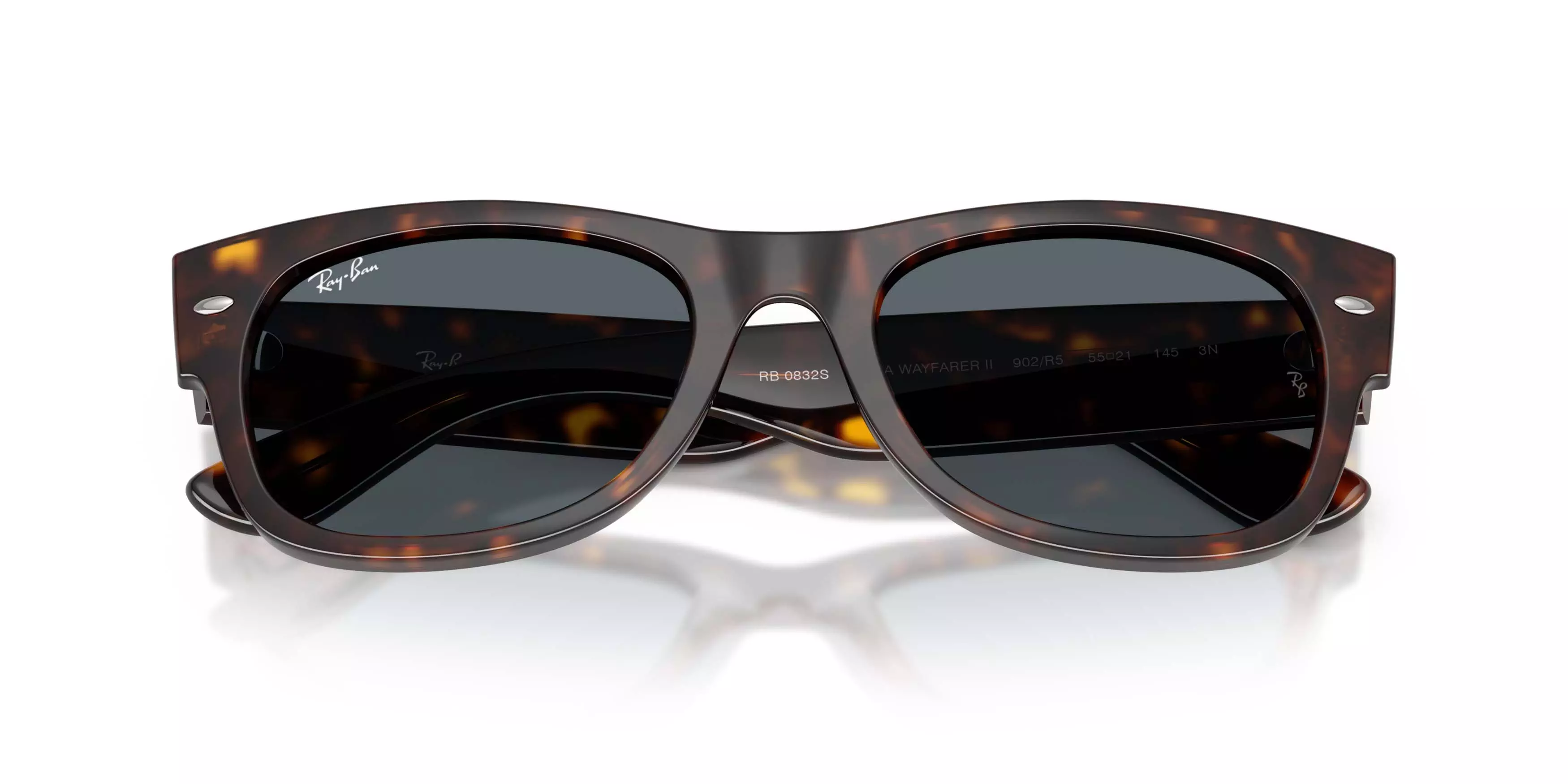 Ray-Ban Mega Wayfarer II Blue Sunglasses &ndash; Polished Havana - BLUE