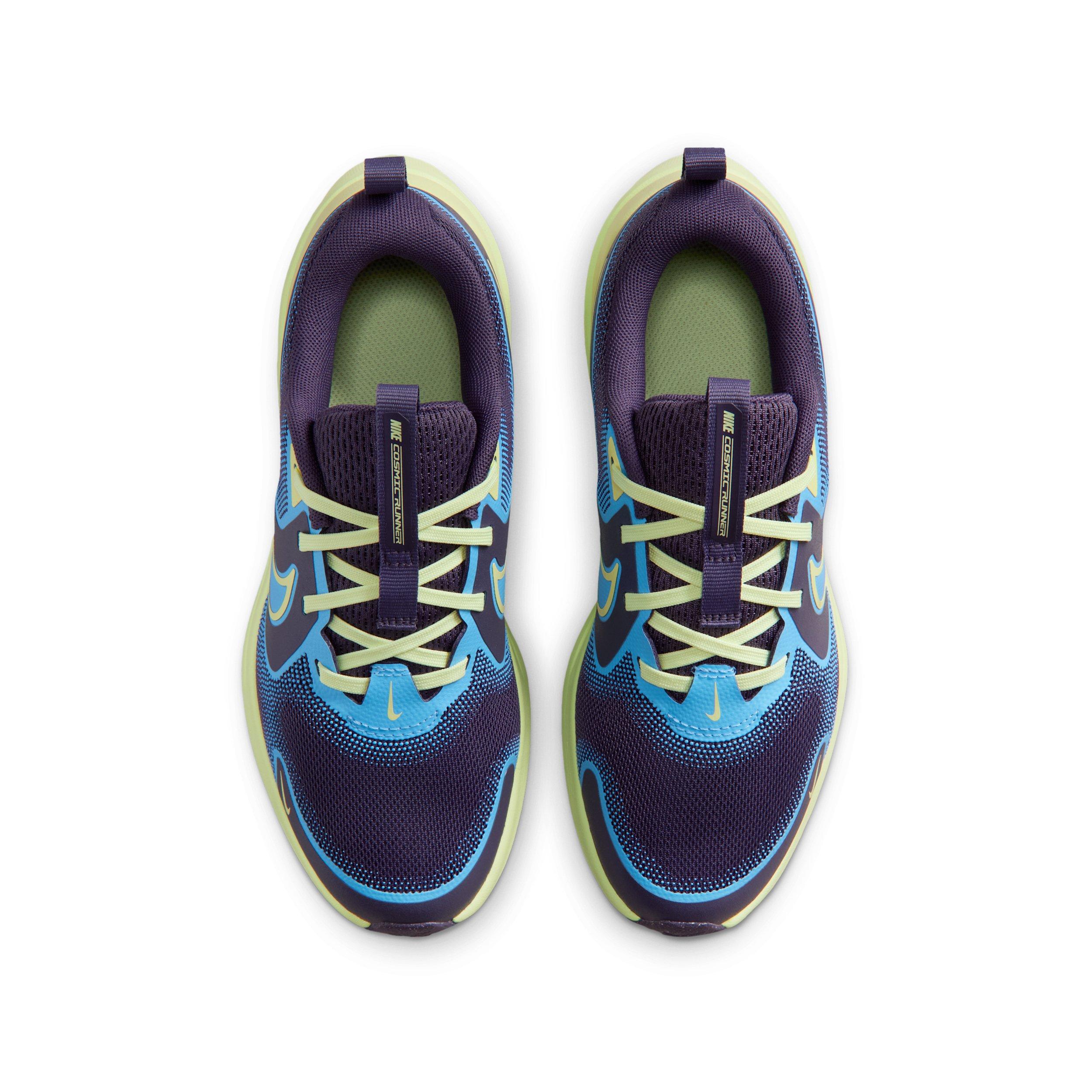 Nike Cosmic Runner "Dark Raisin/Light Liquid Lime/White/Blue" Grade School Girls' Running Shoe - DK RAISIN/LT LIME/WHITE/BLUE