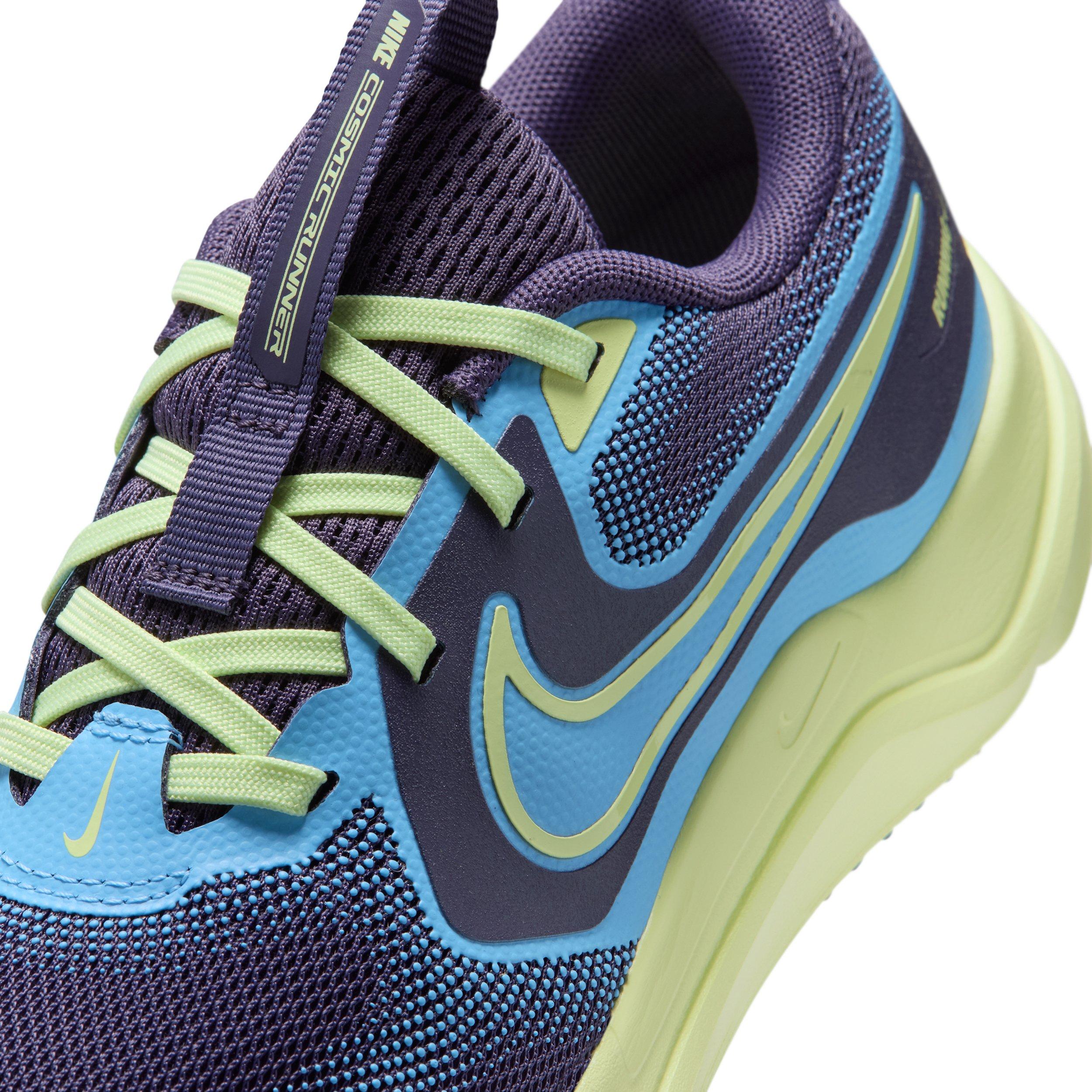 Nike Cosmic Runner "Dark Raisin/Light Liquid Lime/White/Blue" Grade School Girls' Running Shoe - DK RAISIN/LT LIME/WHITE/BLUE