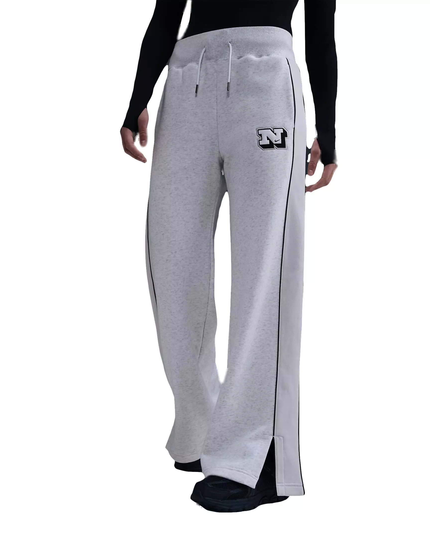 Nike Women's Sportswear Phoenix Wide-Leg Heritage Pants - BIRCH HEATHER