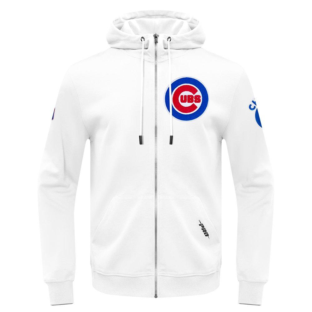 Pro Standard Men's MLB Chicago Cubs Classic Chenille Full Zip Hooded Jacket - WHITE Thumbnail View 1