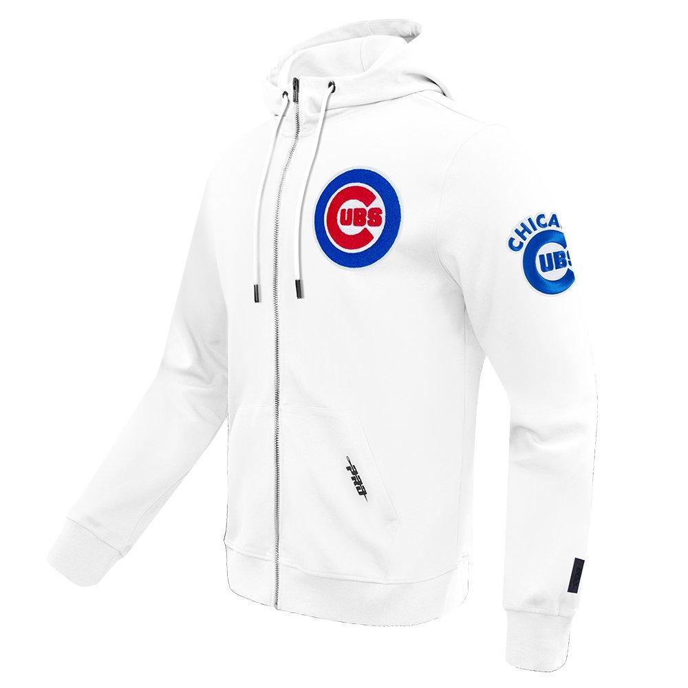 Pro Standard Men's MLB Chicago Cubs Classic Chenille Full Zip Hooded Jacket - WHITE Thumbnail View 3