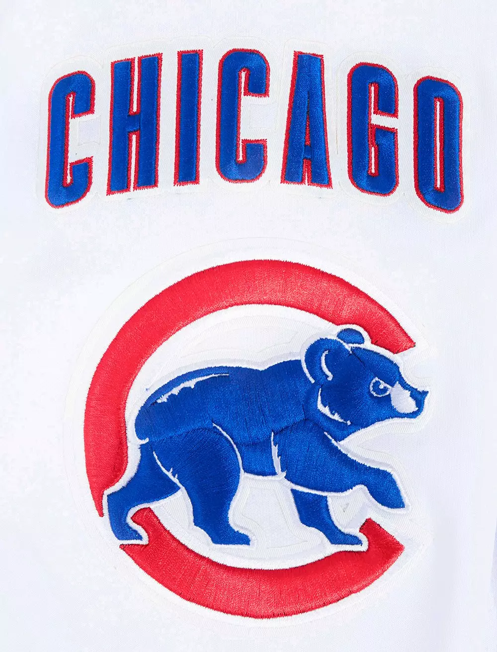 Pro Standard Men's MLB Chicago Cubs Classic Chenille Full Zip Hooded Jacket - WHITE