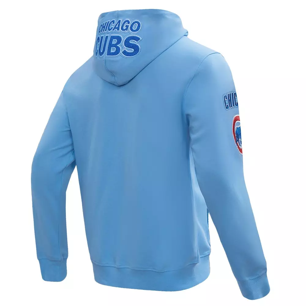 Pro Standard Men's MLB Chicago Cubs Classic Chenille Full Zip Hooded Jacket - BLUE