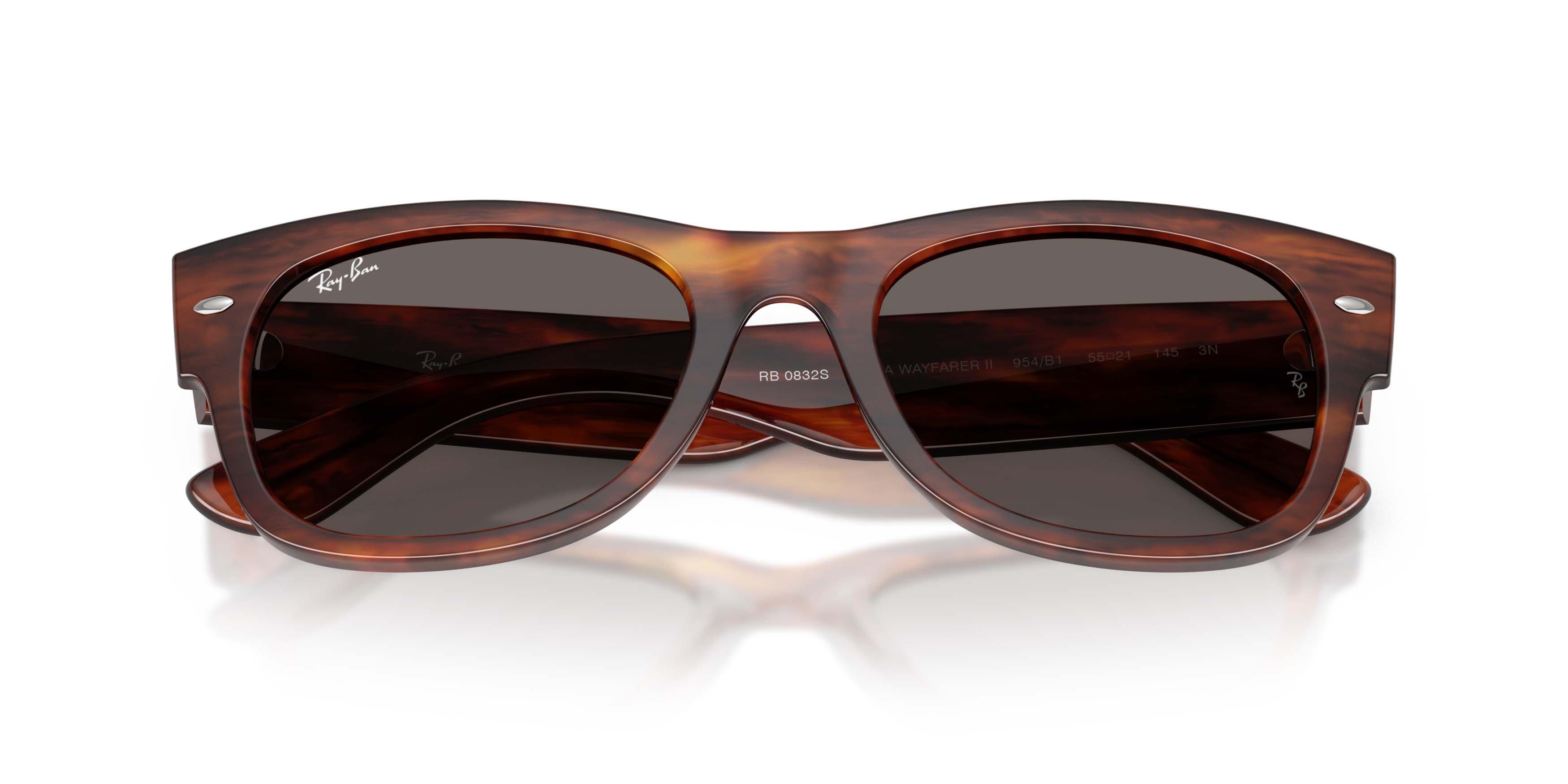 Ray-Ban Mega Wayfarer II Dark Grey Sunglasses &ndash; Polished Striped Havana - BROWN/GREY Thumbnail View 5